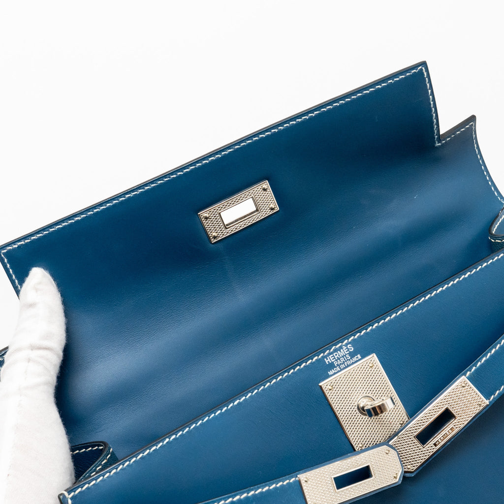 HERMES KELLY 28 CALFSKIN BLUE SHW SQUARE H