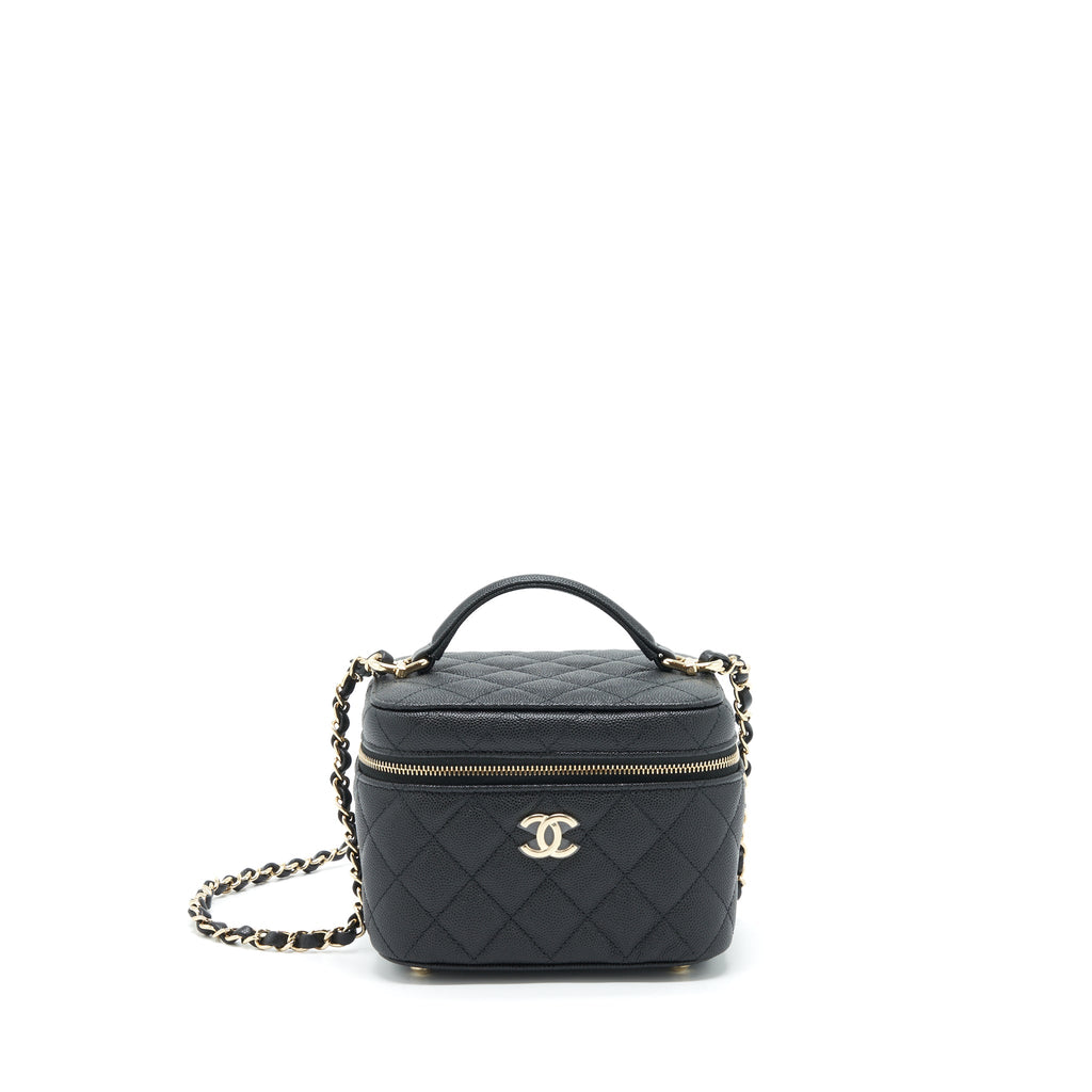 CHANEL 22S TOP HANDLE VANITY CAVIAR BLACK LGHW(MICROCHIP)