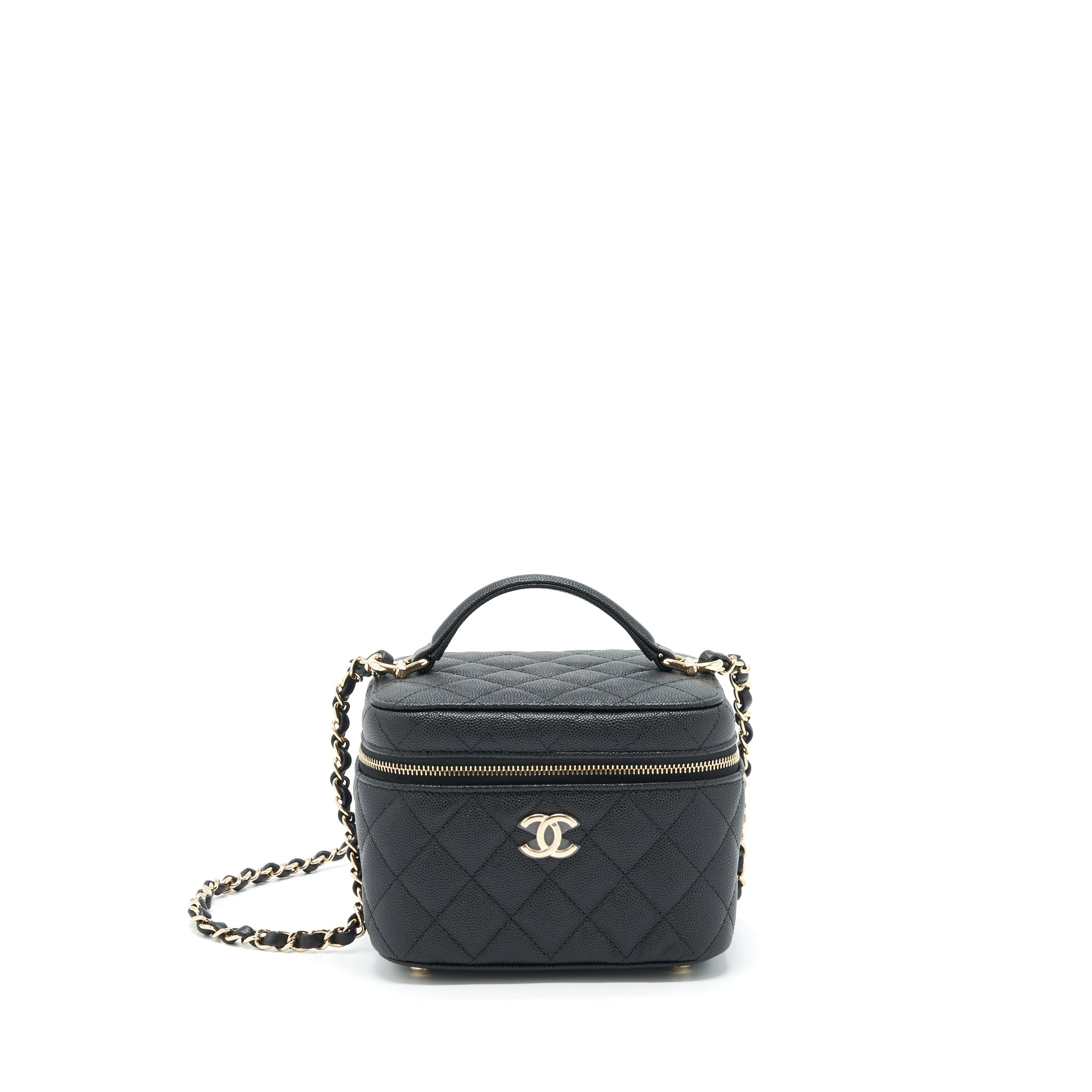 CHANEL 22S TOP HANDLE VANITY CAVIAR BLACK LGHW(MICROCHIP)