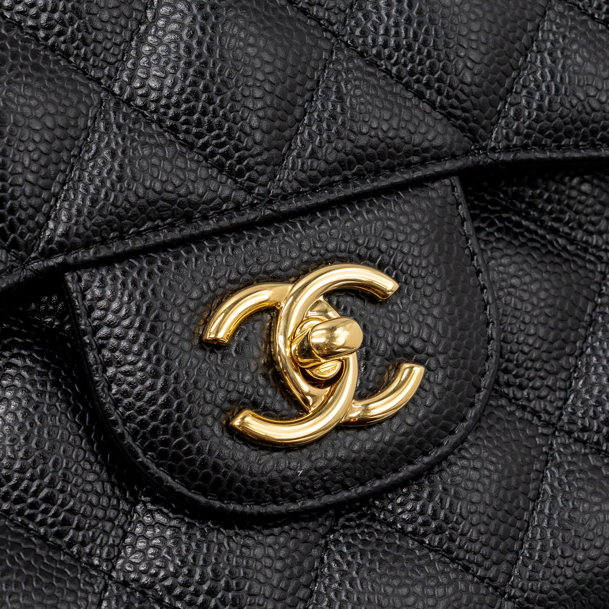 CHANEL CLASSIC JUMBO DOUBLE FLAP BAG CAVIAR BLACK GHW