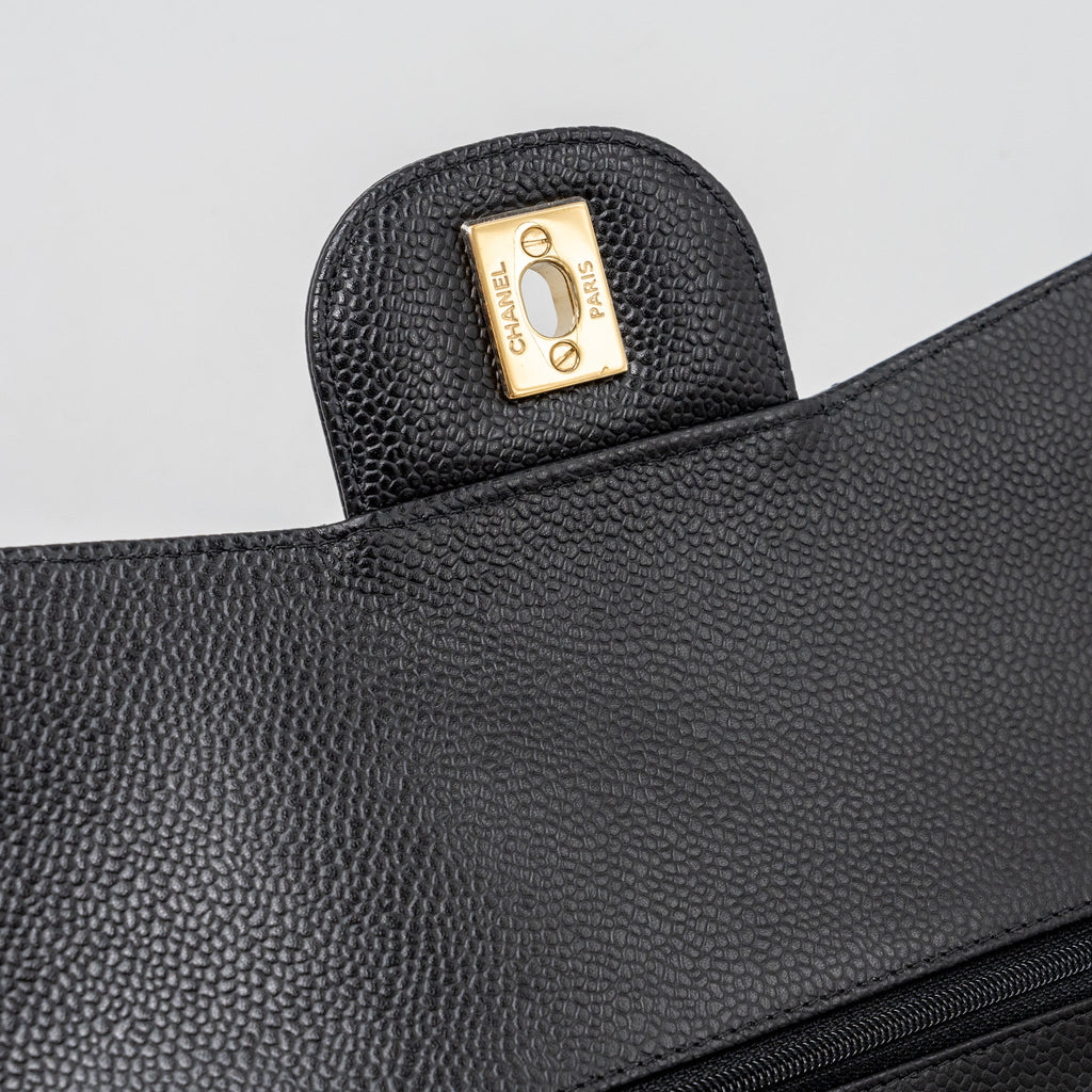CHANEL CLASSIC JUMBO DOUBLE FLAP BAG CAVIAR BLACK GHW