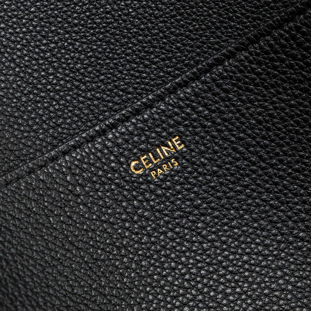 CELINE SANGLE BUCKET BAG GRAINED CALFSKIN BLACK GHW