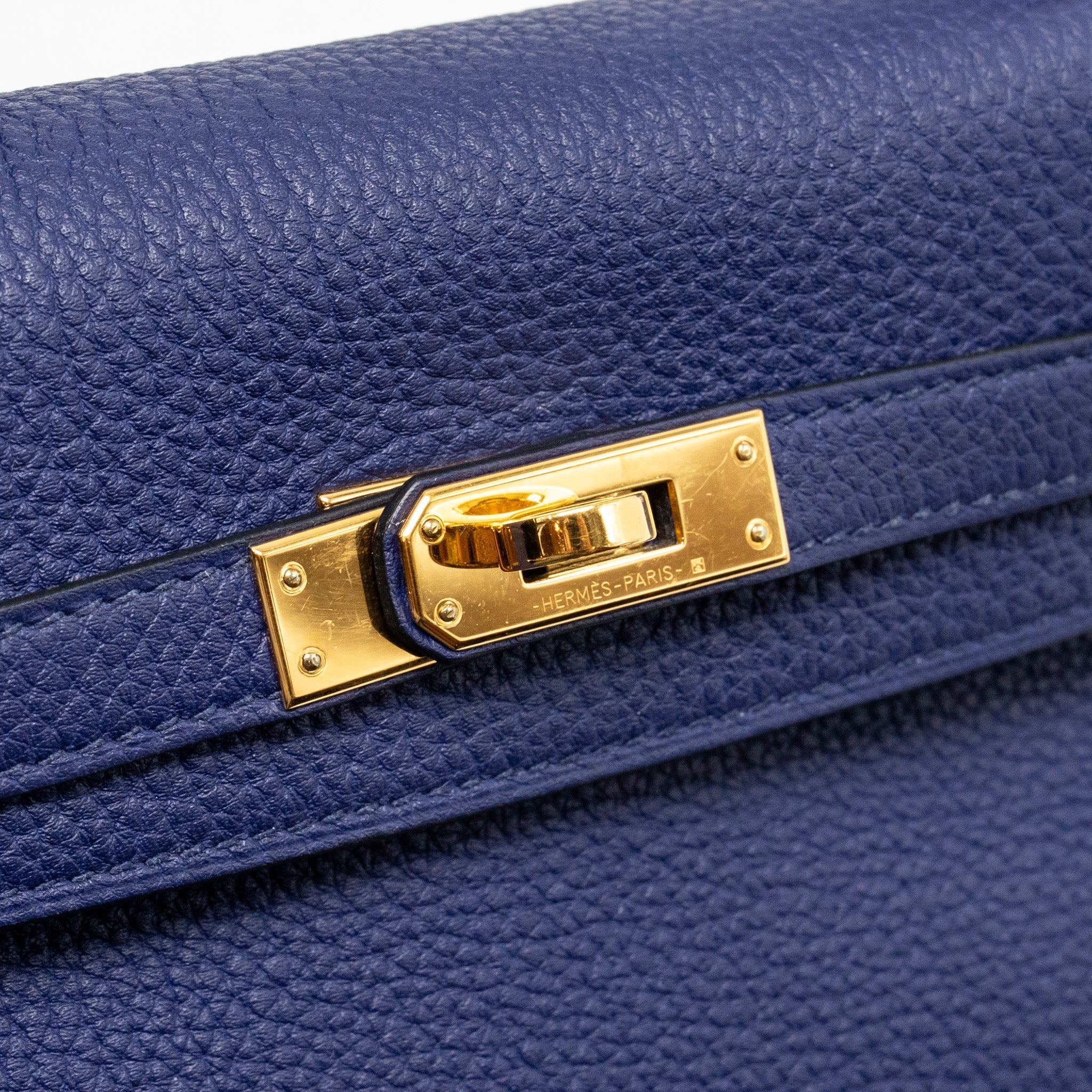 HERMES KELLY 25 TOGO BLUE GHW
