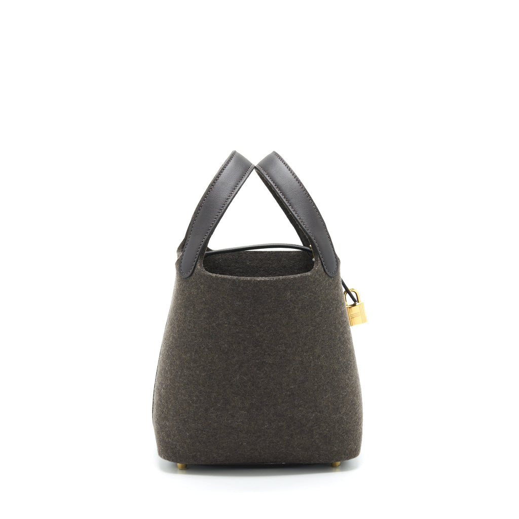 HERMES PICOTIN 18 FELT LOCK BAG EBENE GHW
