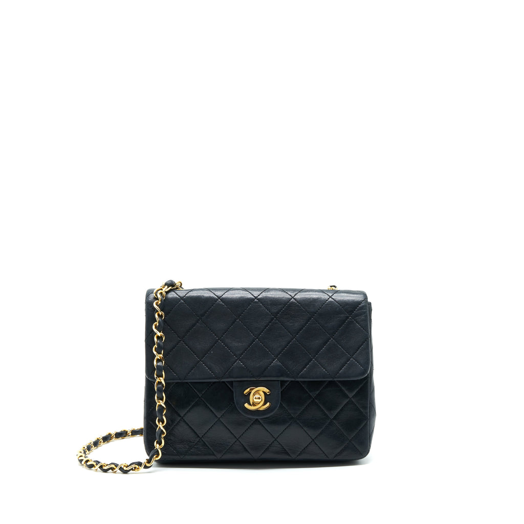CHANEL VINTAGE SMALL FLAP BAG LAMBSKIN BLACK GHW
