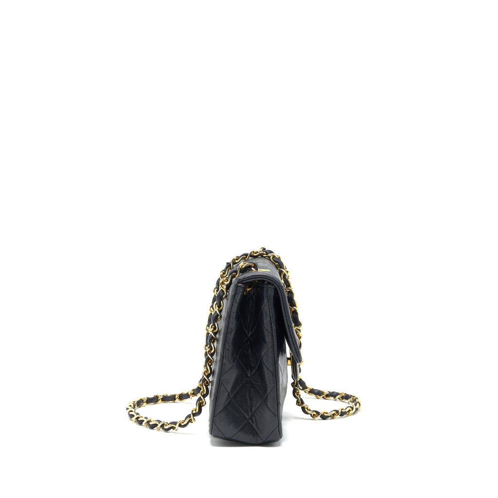 CHANEL VINTAGE SMALL FLAP BAG LAMBSKIN BLACK GHW