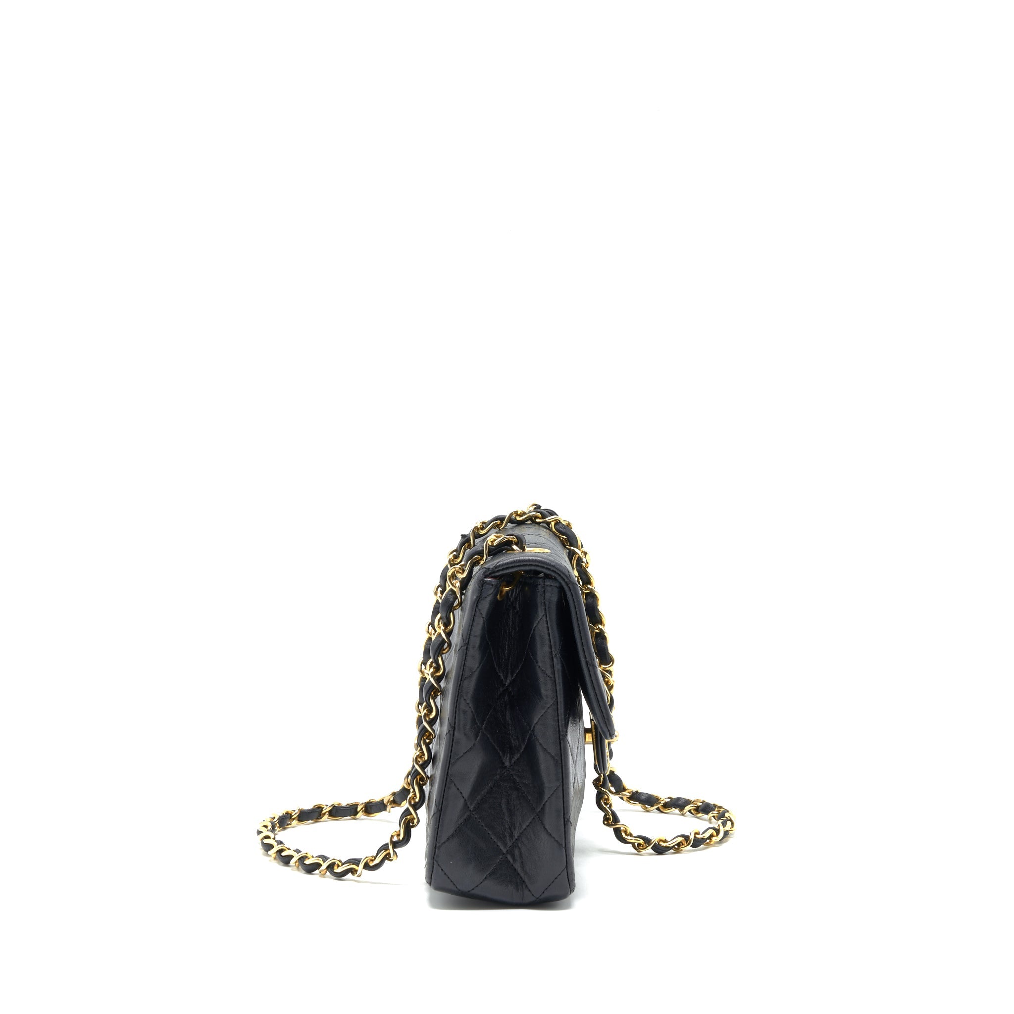 CHANEL VINTAGE SMALL FLAP BAG LAMBSKIN BLACK GHW