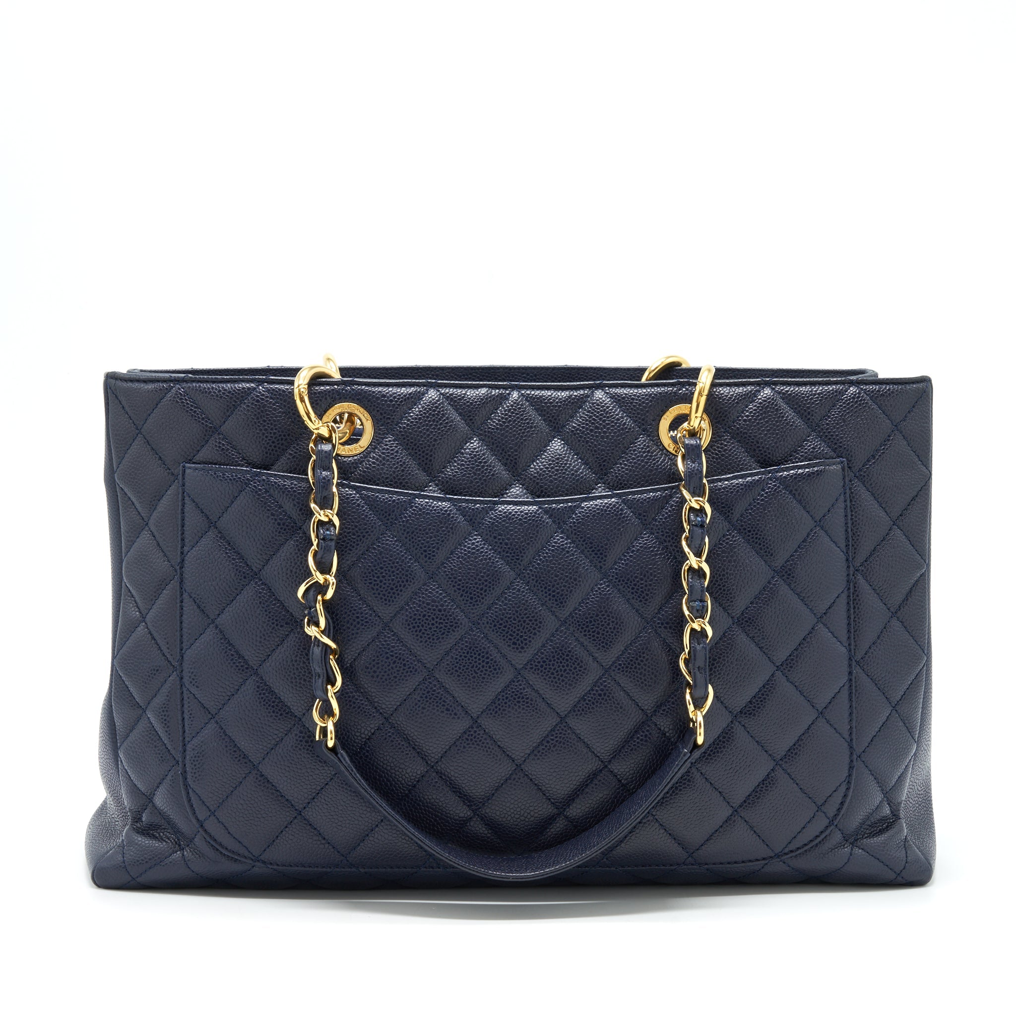 CHANEL GRAND SHOPPING TOTE XL CAVIAR NAVY BLUE GHW