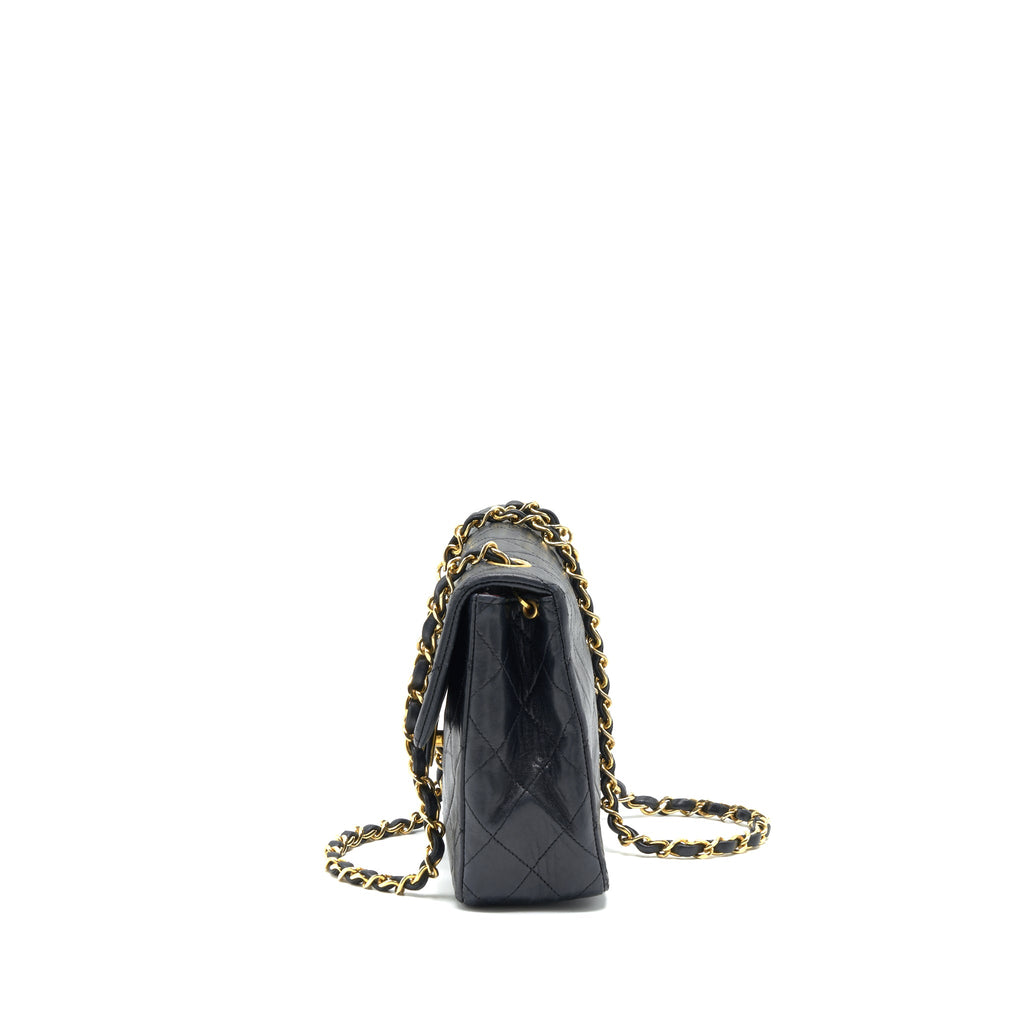 CHANEL VINTAGE SMALL FLAP BAG LAMBSKIN BLACK GHW