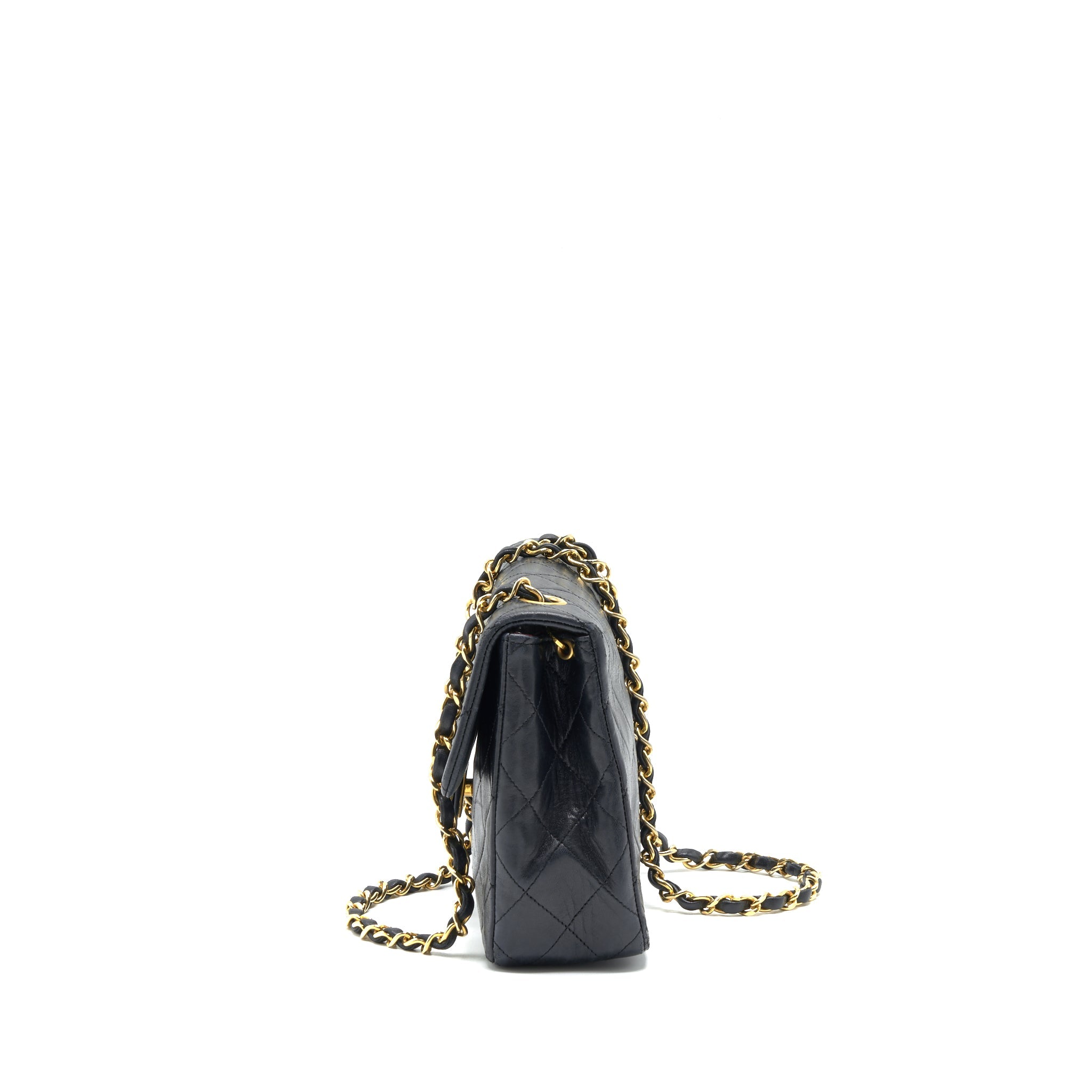 CHANEL VINTAGE SMALL FLAP BAG LAMBSKIN BLACK GHW