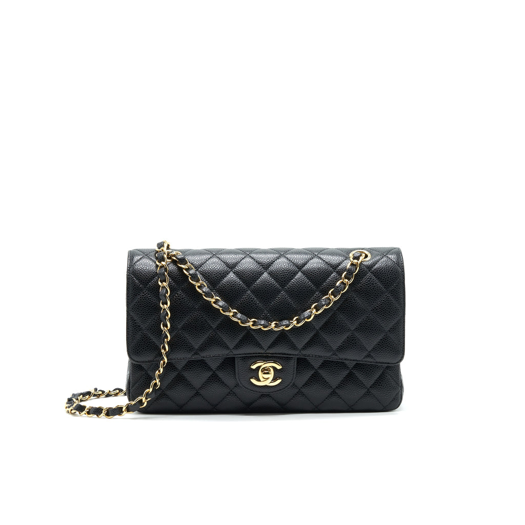 CHANEL MEDIUM CLASSIC DOUBLE FLAP CAVIAR IN BLACK GHW