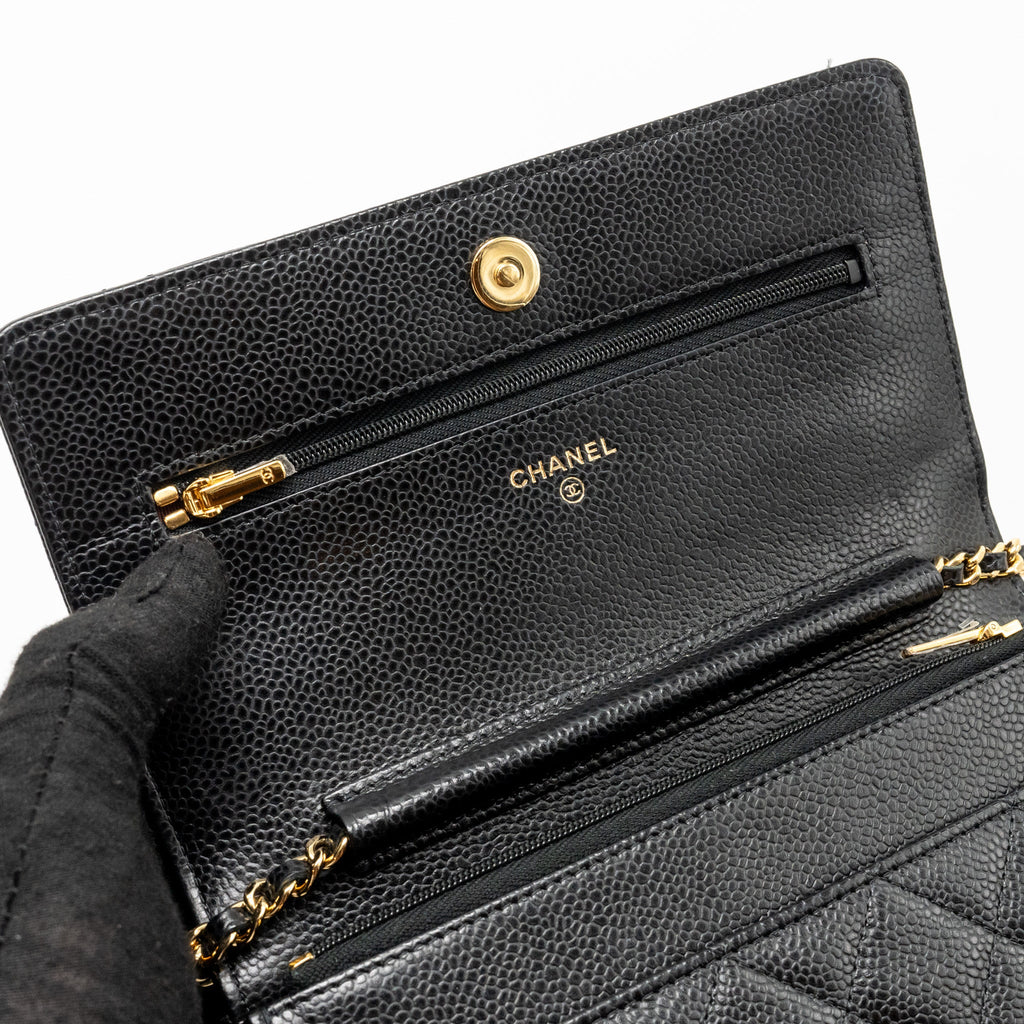 CHANEL CLASSIC WALLET ON CHAIN CAVIAR BLACK GHW