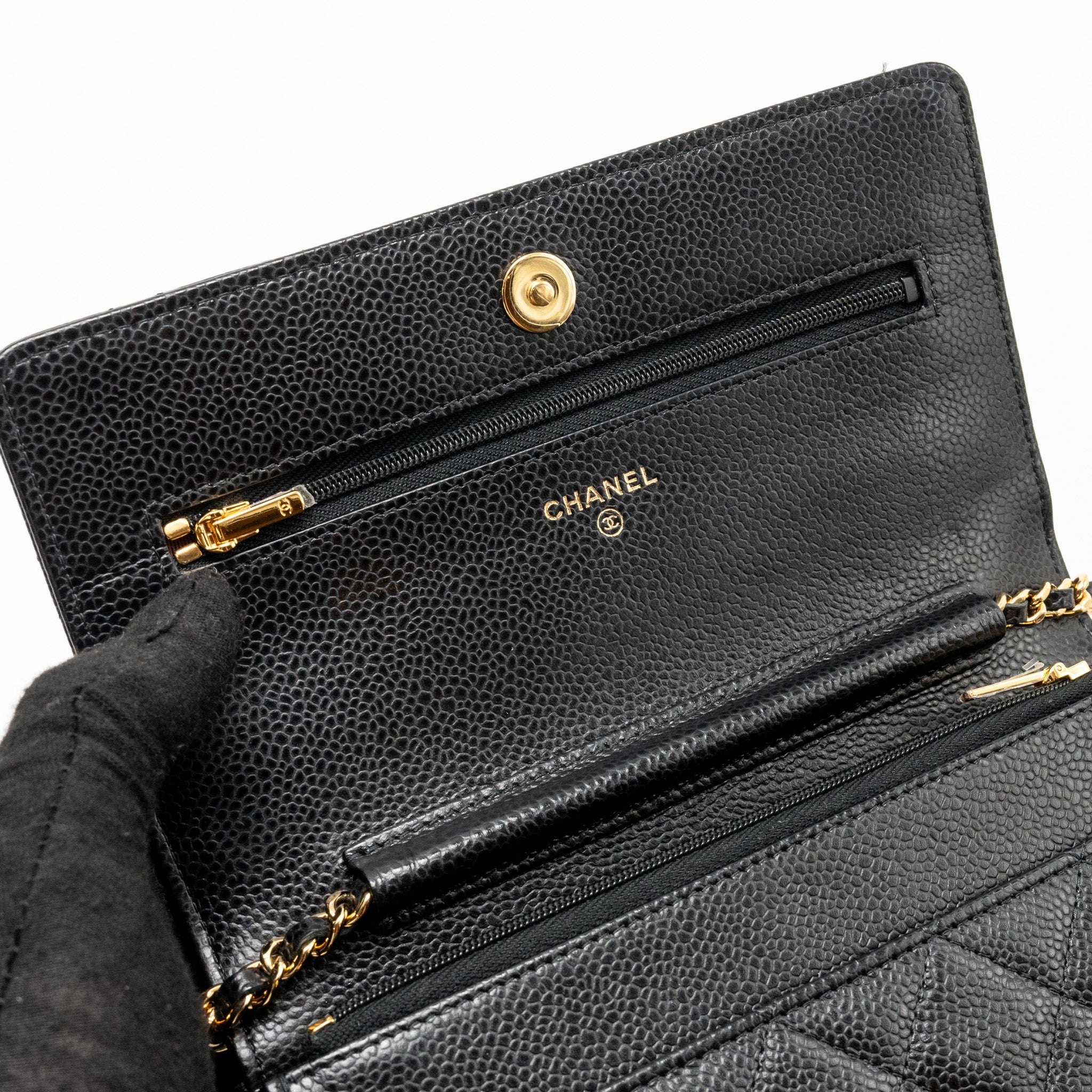 CHANEL CLASSIC WALLET ON CHAIN CAVIAR BLACK GHW