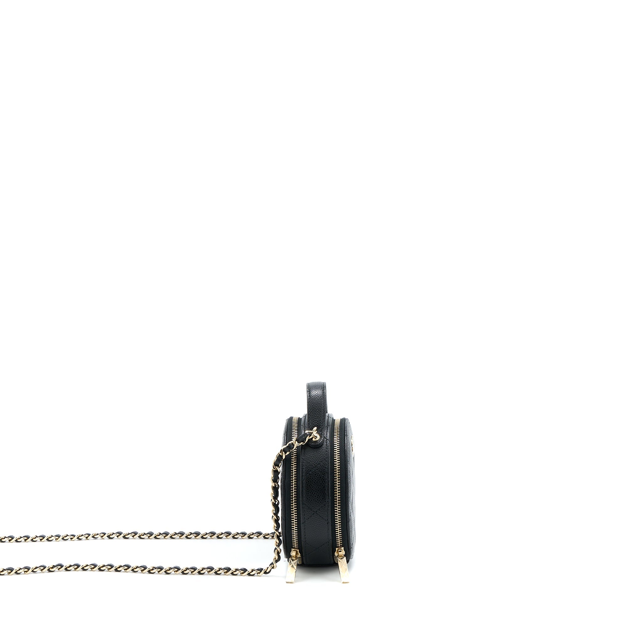 CHANEL MINI ROUND PURSE VANITY CAVIAR BLACK LGHW