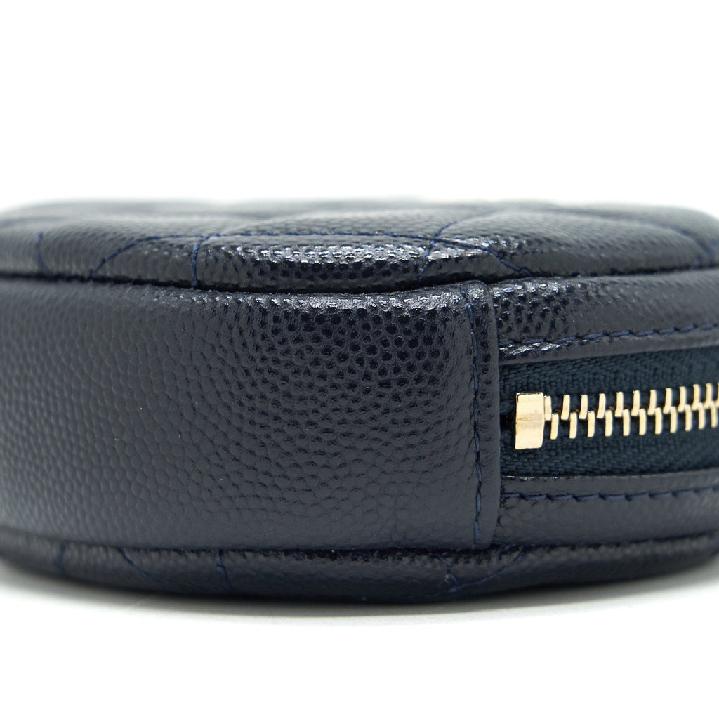 CHANEL ROUND COIN PURSE CAVIAR NAVY
