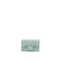 CHANEL 23C CLASSIC FLAP CARD HOLDER CAVIAR LIGHT GREY LGHW
