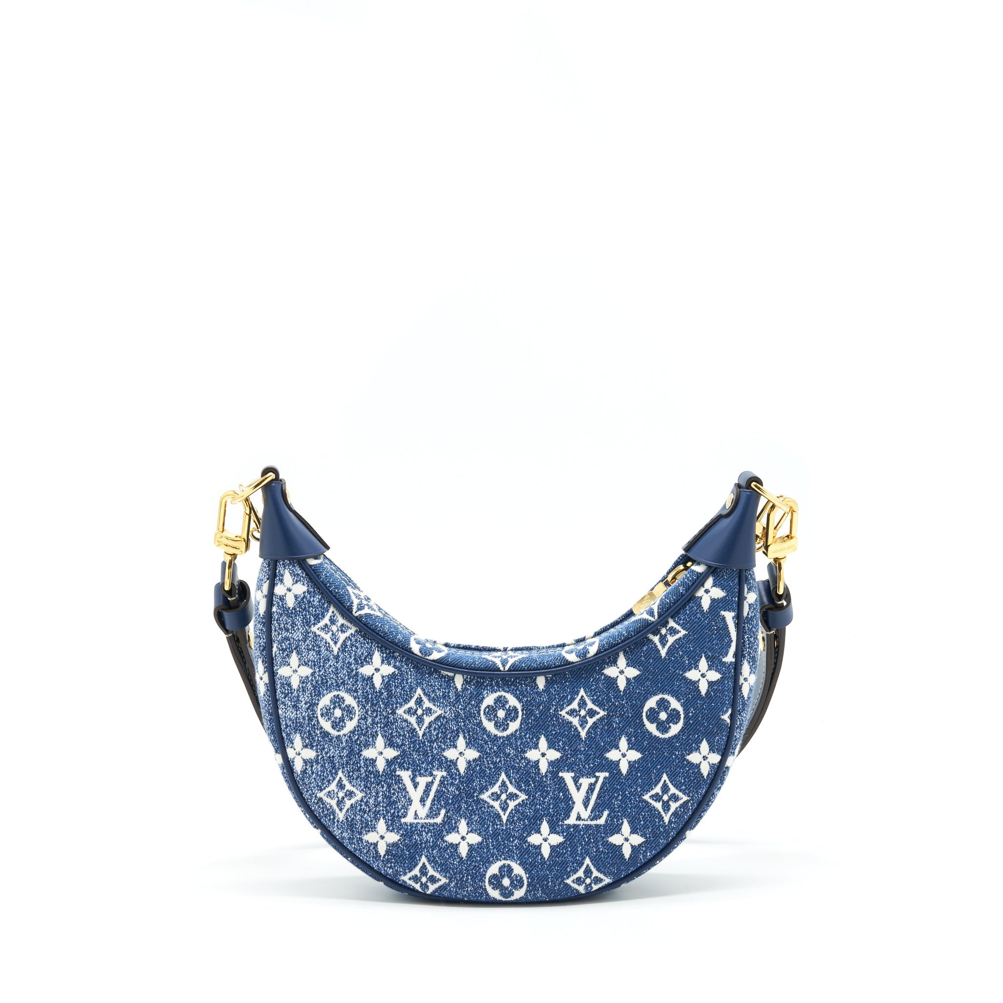 LOUIS VUITTON HALF-MOON LOOP BAGUETTE HANDBAG DENIM BLUE GHW
