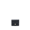 CHANEL CLASSIC FLAP COMPACT WALLET CAVIAR BLACK LGHW