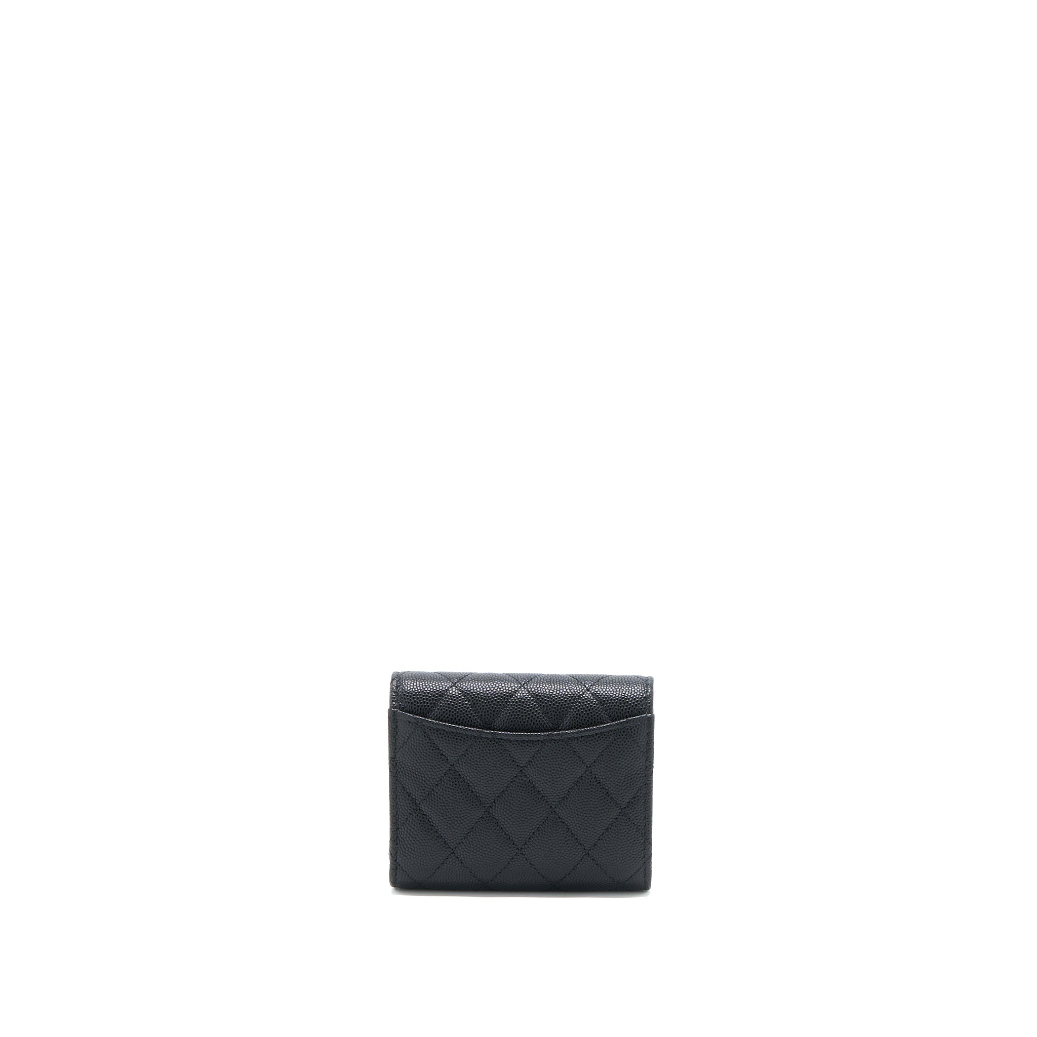 CHANEL CLASSIC FLAP COMPACT WALLET CAVIAR BLACK LGHW