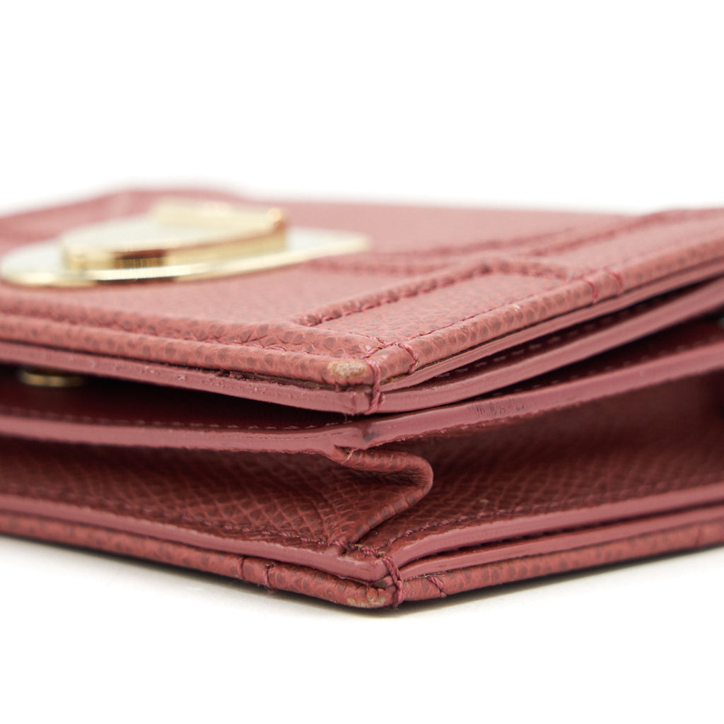 DIOR DIORAMA SMALL WALLET DARK PINK LGHW