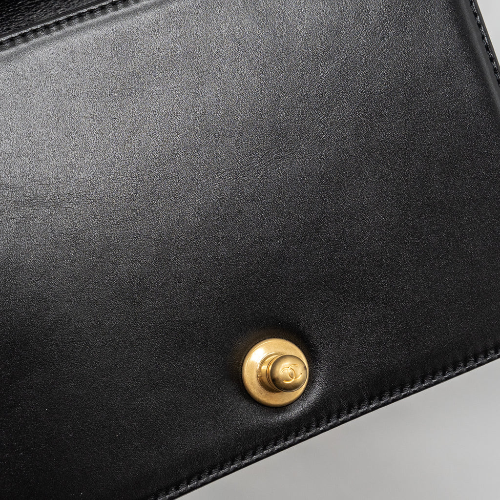 CHANEL MINI SQUARE BOY BAG LIMITED EDITION CALFSKIN BLACK GHW (MICROCHIP)