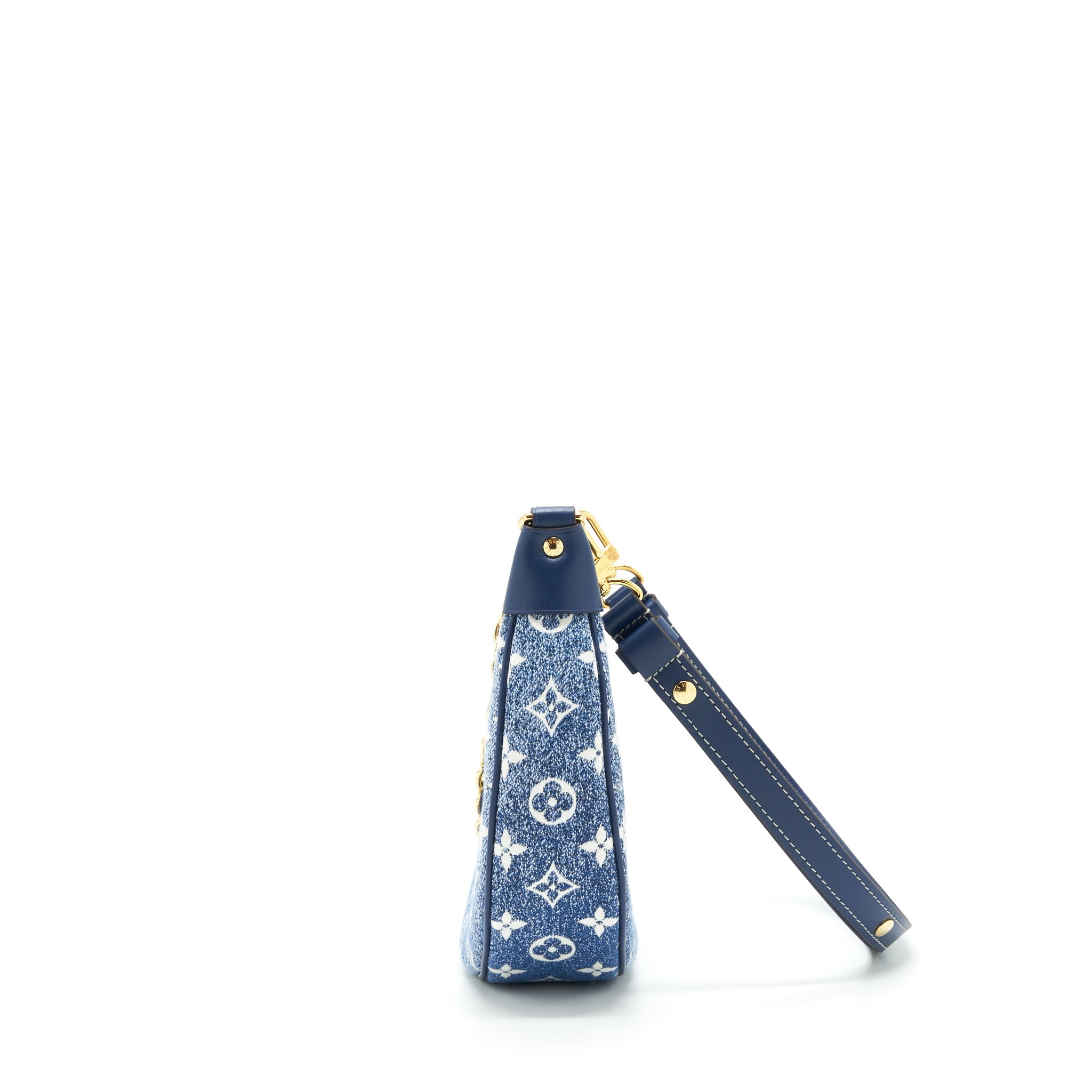 LOUIS VUITTON HALF-MOON LOOP BAGUETTE HANDBAG DENIM BLUE GHW