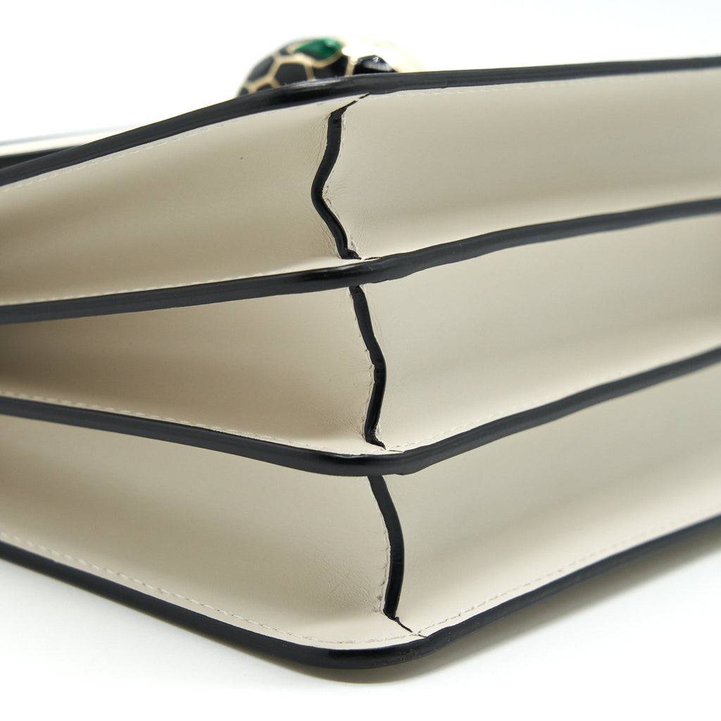 BVLGARI SERPENTI FOREVER CROSSBODY BAG WITH HANDLE WHITE