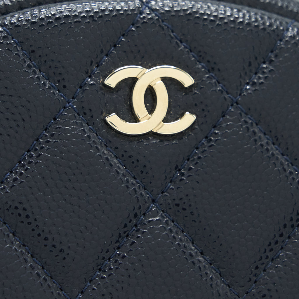 CHANEL ROUND COIN PURSE CAVIAR NAVY