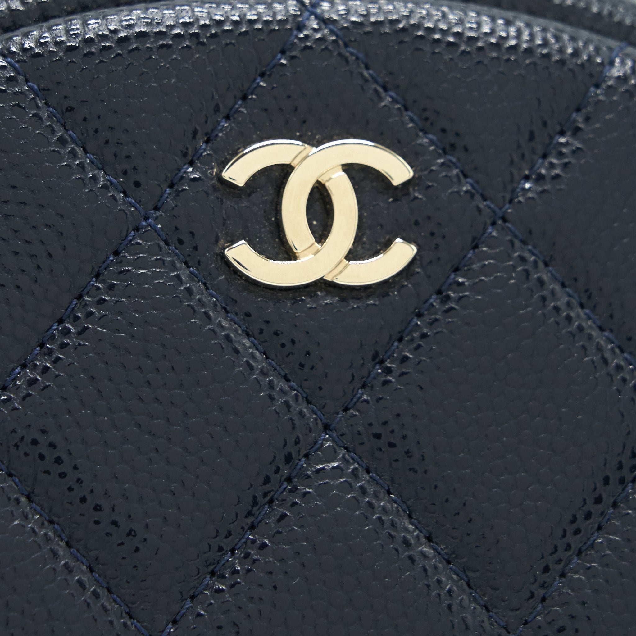 CHANEL ROUND COIN PURSE CAVIAR NAVY