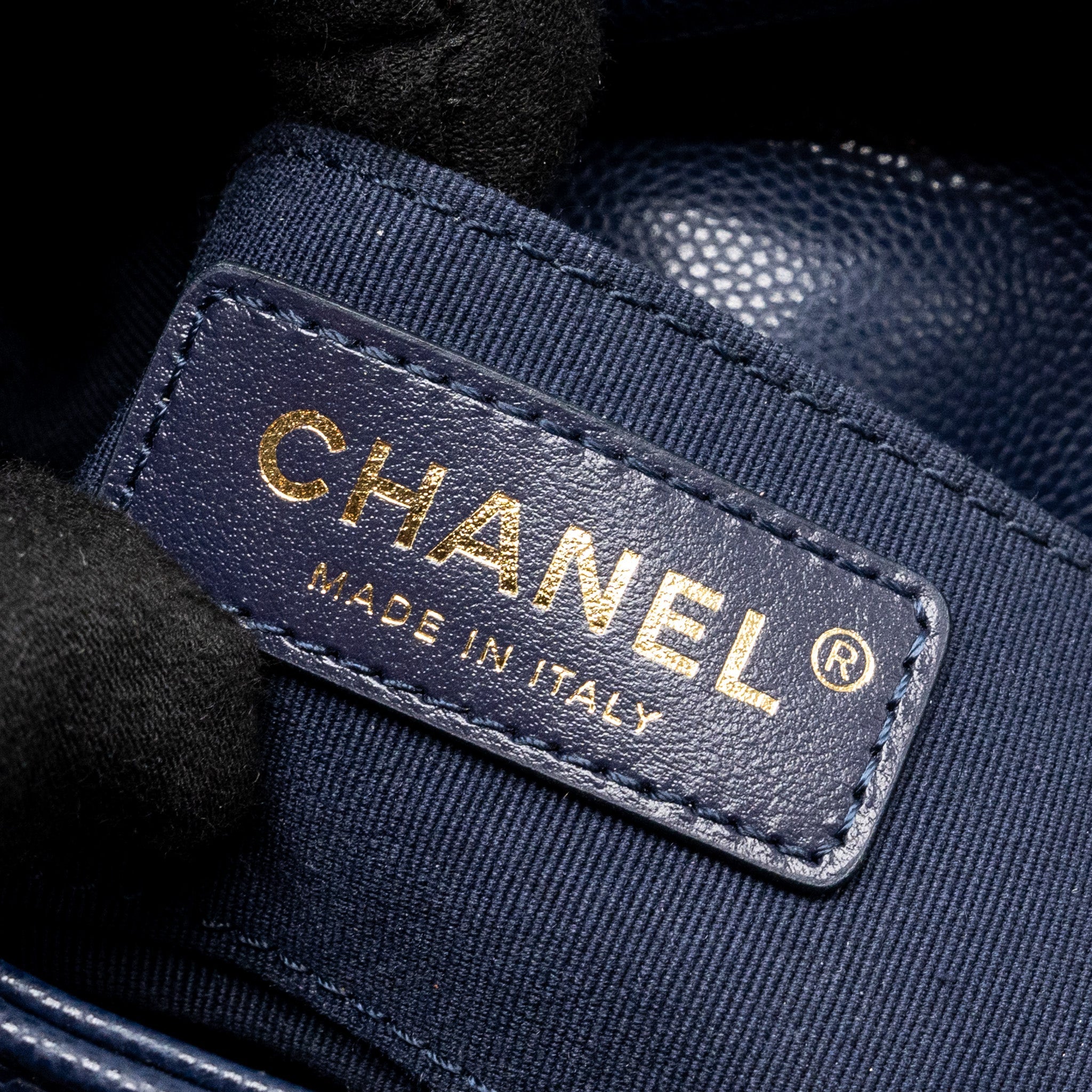 CHANEL 22A BUTTON ON CHAIN MINI SQUARE FLAP BAG CAVIAR NAVY GHW (MICROCHIP)