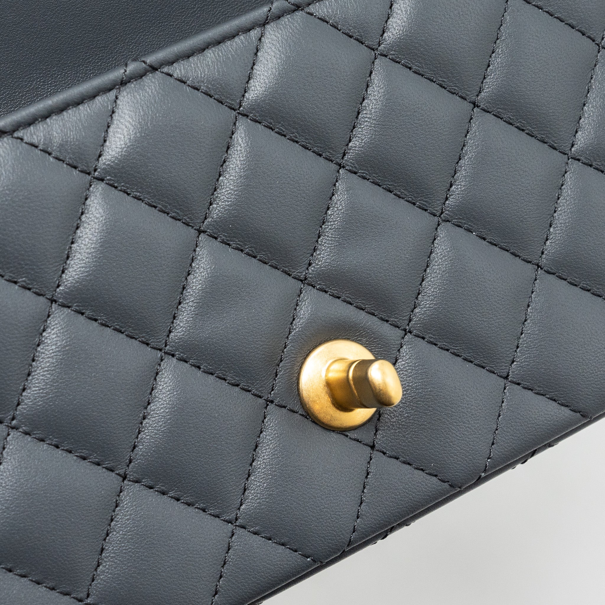 CHANEL PEARL CRUSH MINI RECTANGULAR FLAP BAG LAMBSKIN DARK GREY GHW (MICROCHIP)