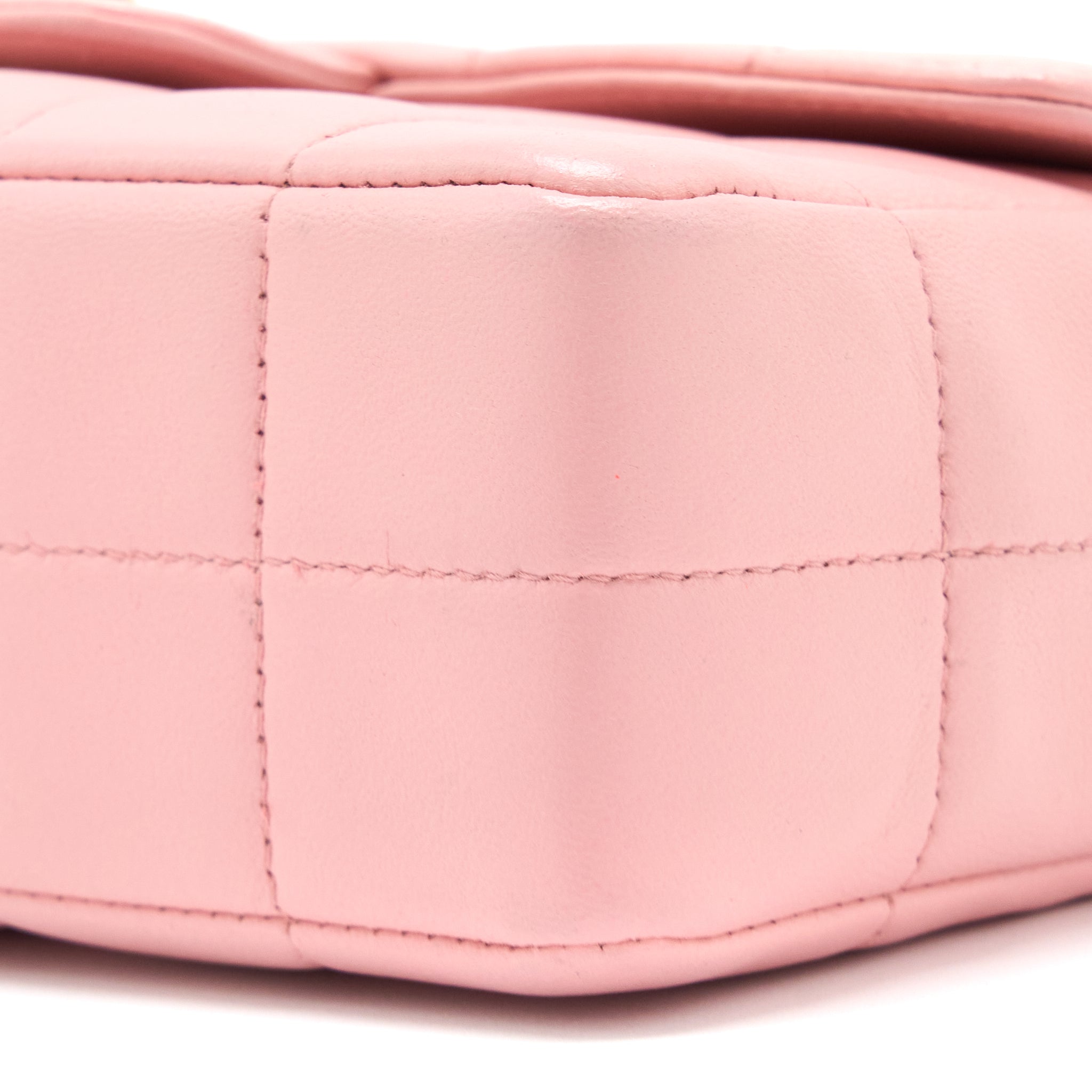 CHANEL CAMELLIA MINI FLAP BAG LAMBSKIN PINK GHW