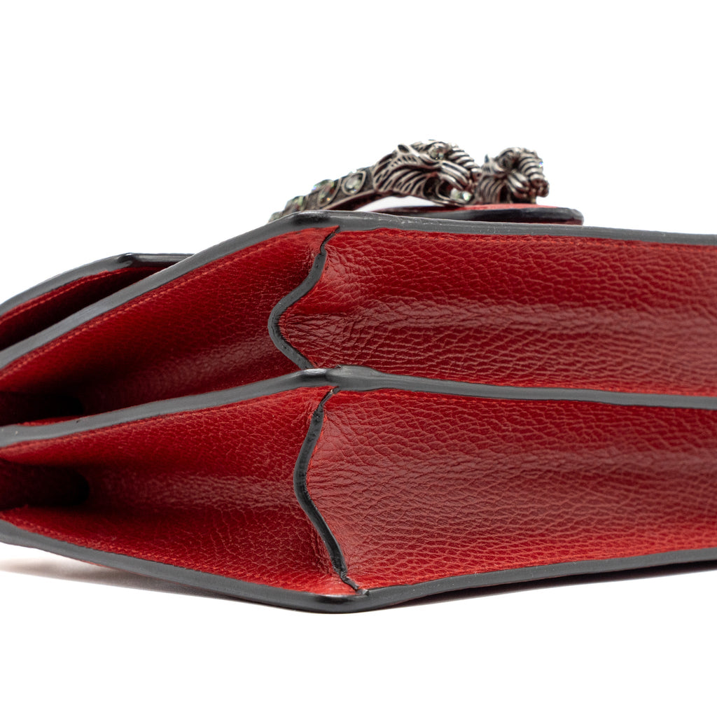GUCCI DIONYSUS SMALL BAMBOO HANDLE BAG CALFSKIN RED SHW