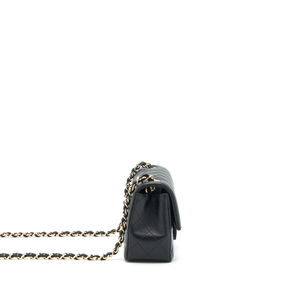 CHANEL MINI RECTANGULAR FLAP BAG LAMBSKIN BLACK LGHW