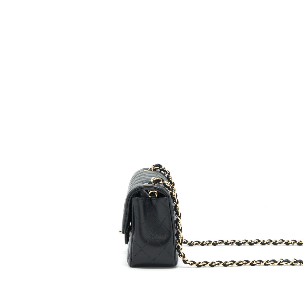 CHANEL MINI RECTANGULAR FLAP BAG LAMBSKIN BLACK LGHW