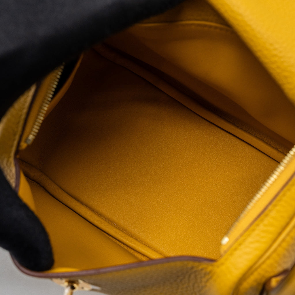 HERMES MINI LINDY CLEMENCE JAUNE AMBER GHW