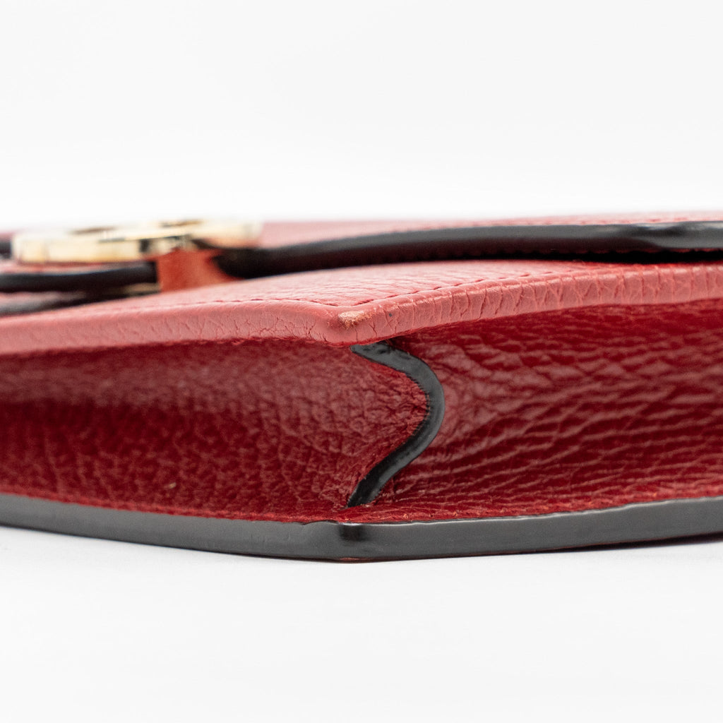 GUCCI INTERLOCKING CHAIN WALLET CALFSKIN RED GHW