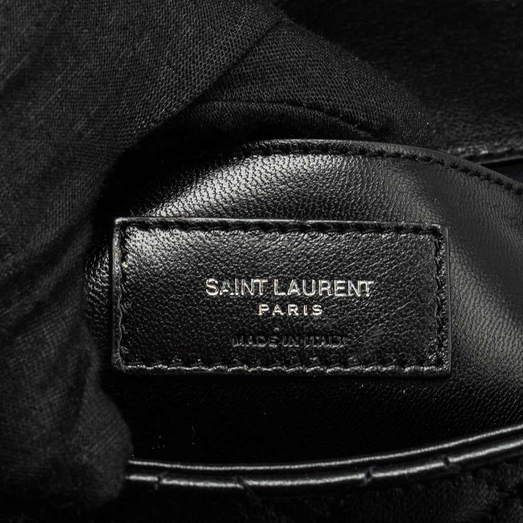 SAINT LAURENT COLLEGE FLAP BAG LAMBSKIN BLACK RUTHENIUM SHW