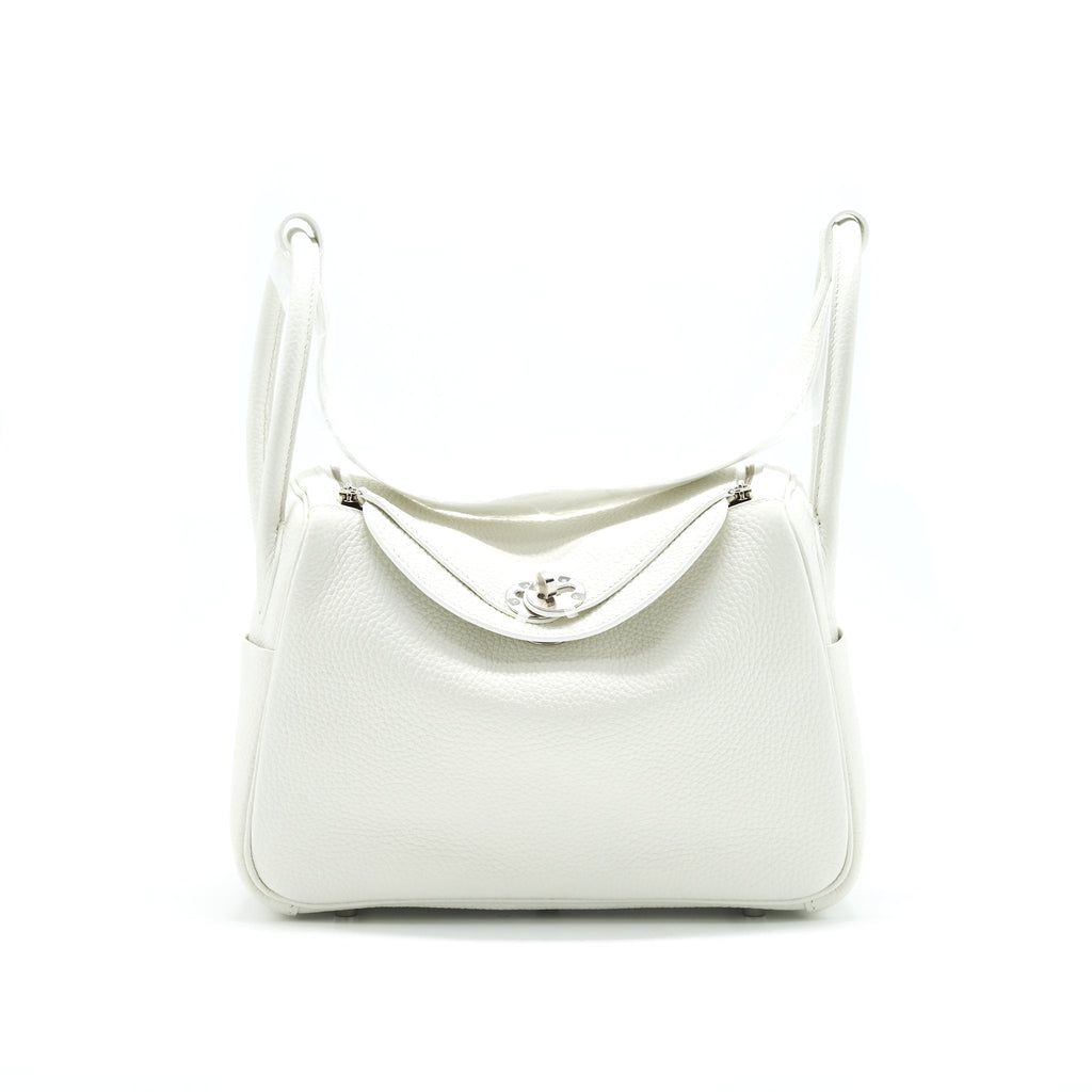 HERMES LINDY 26 CLEMENCE LEATHER BLANC WITH SHW
