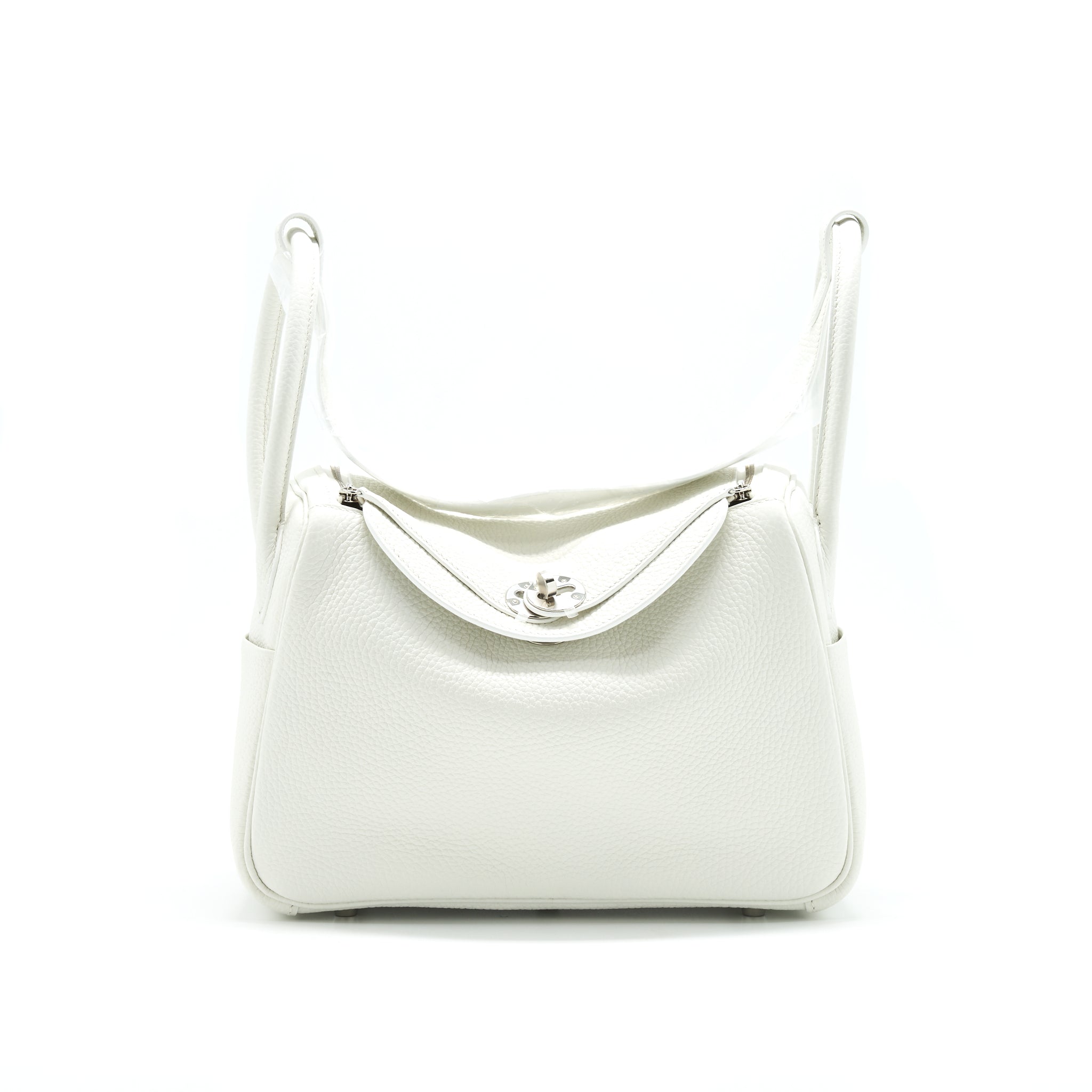HERMES LINDY 26 CLEMENCE LEATHER BLANC WITH SHW