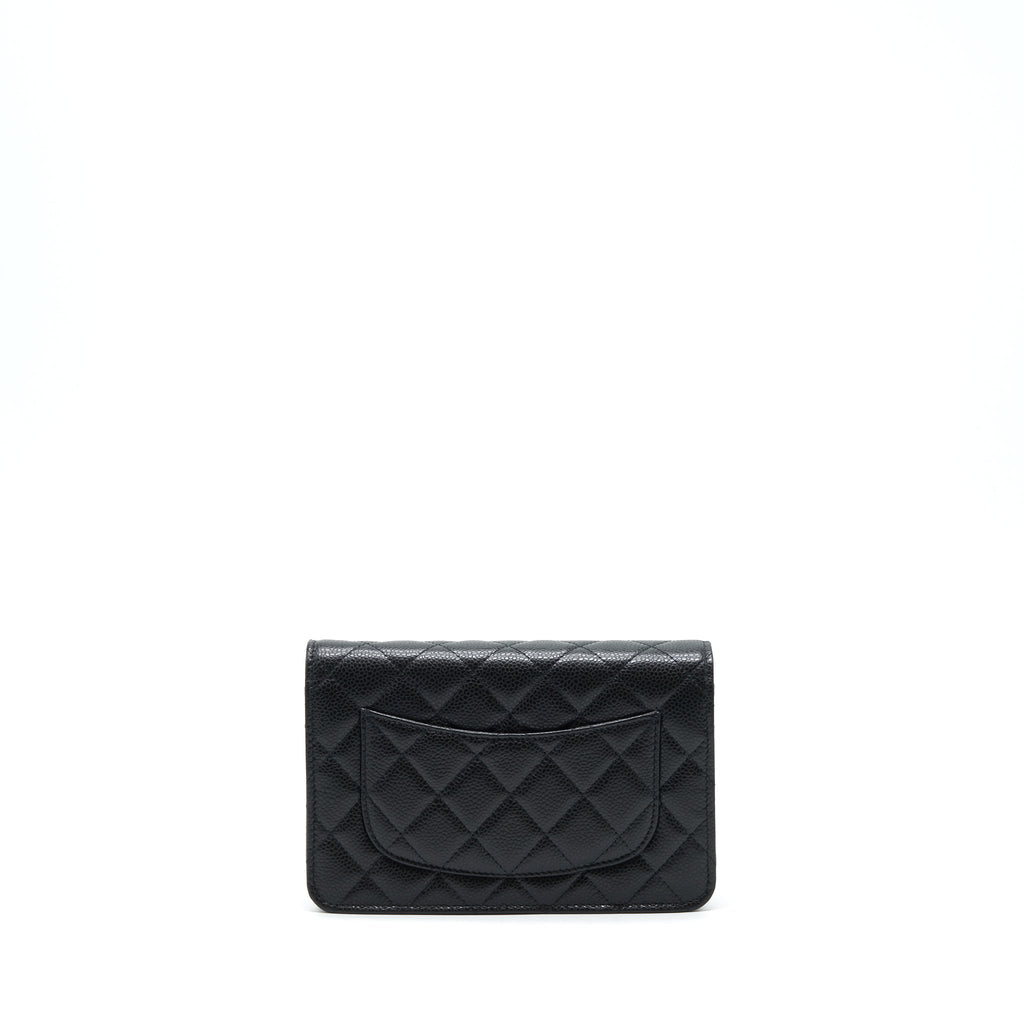 CHANEL 22P CLASSIC WALLET ON CHAIN CAVIAR BLACK LGHW (MICROCHIP)
