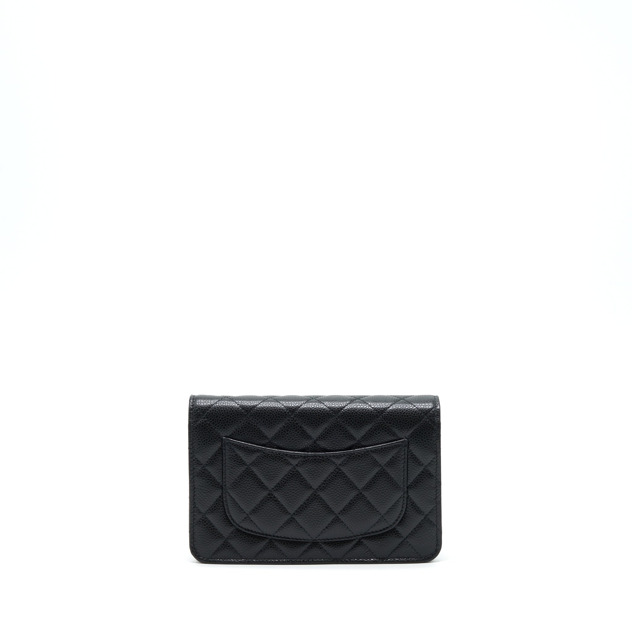 CHANEL 22P CLASSIC WALLET ON CHAIN CAVIAR BLACK LGHW (MICROCHIP)