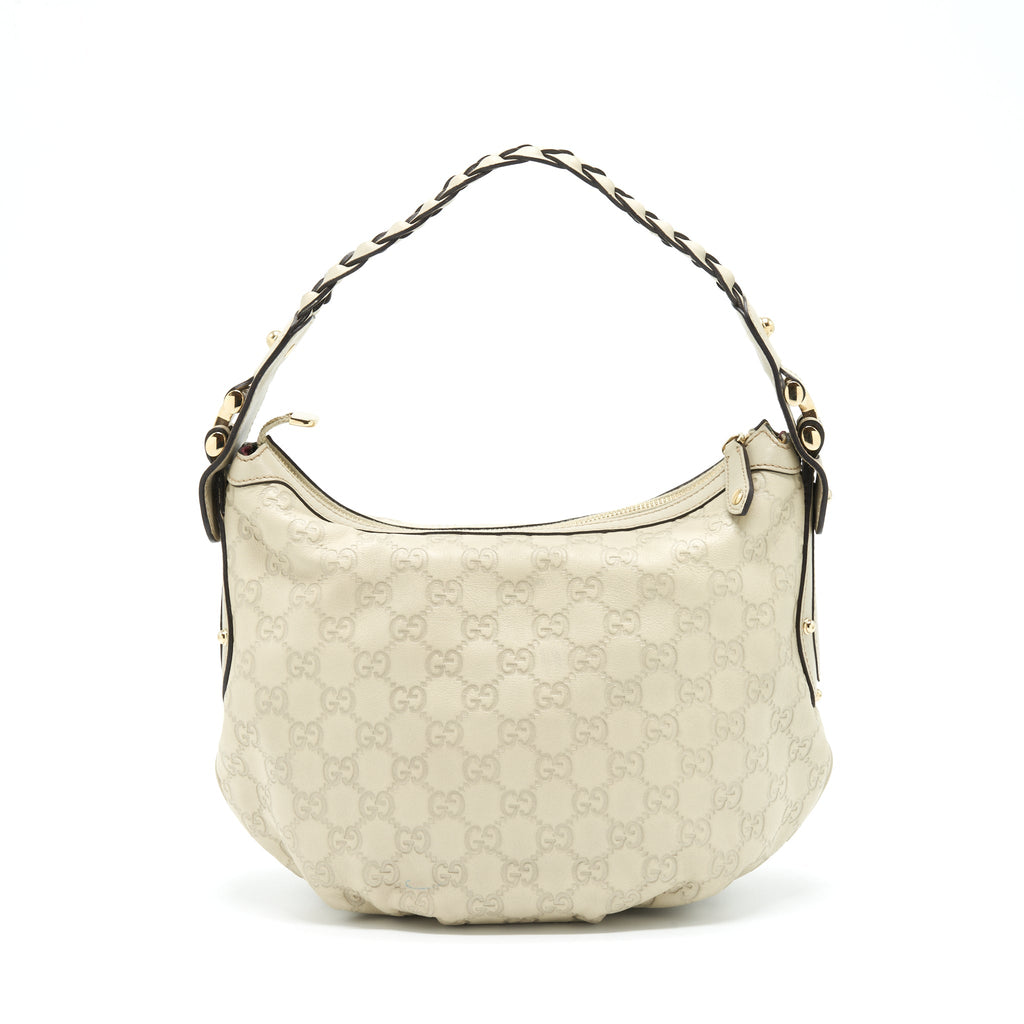 GUCCI GG SUPREME PRINT BAG LIGHT GREY GHW