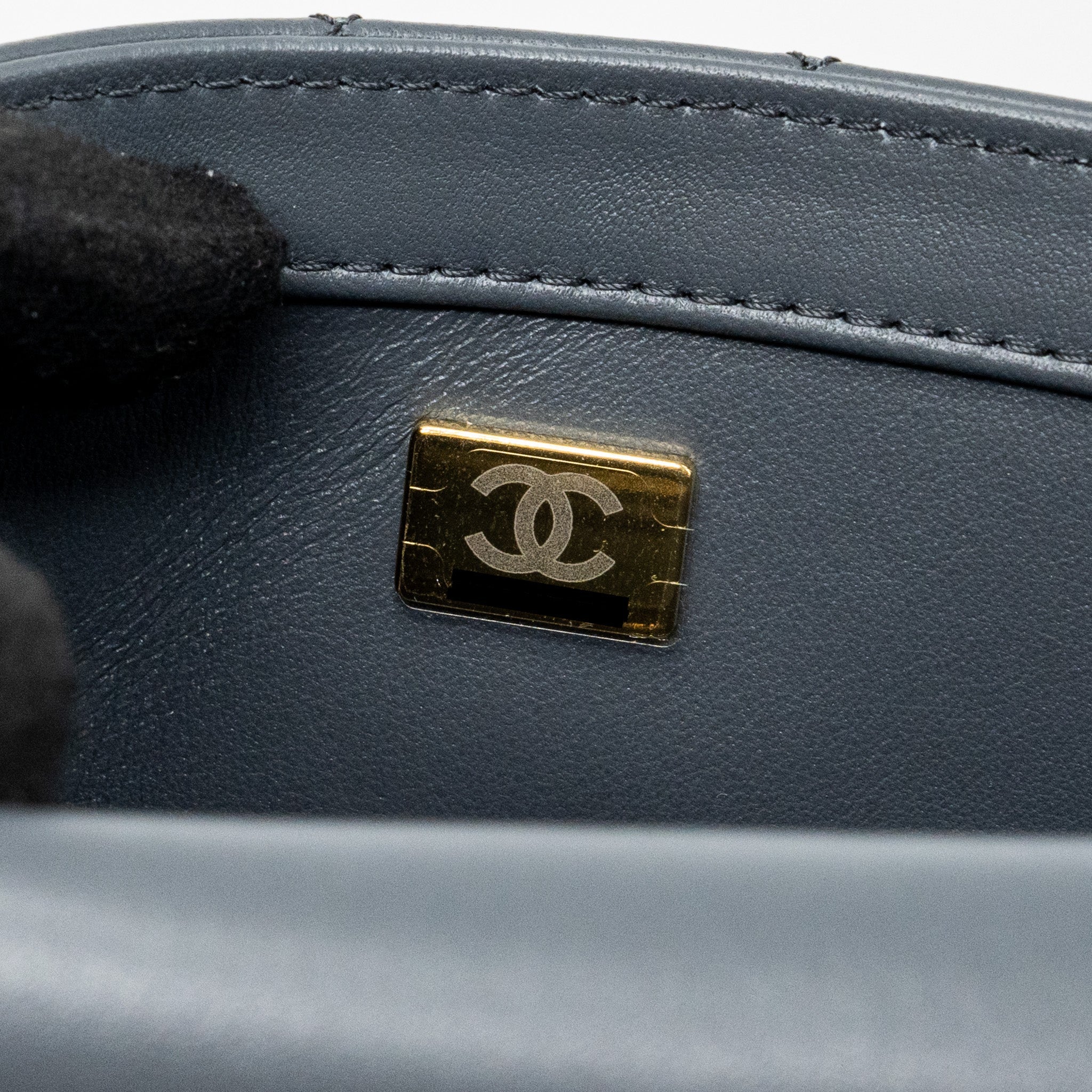 CHANEL PEARL CRUSH MINI RECTANGULAR FLAP BAG LAMBSKIN DARK GREY GHW (MICROCHIP)