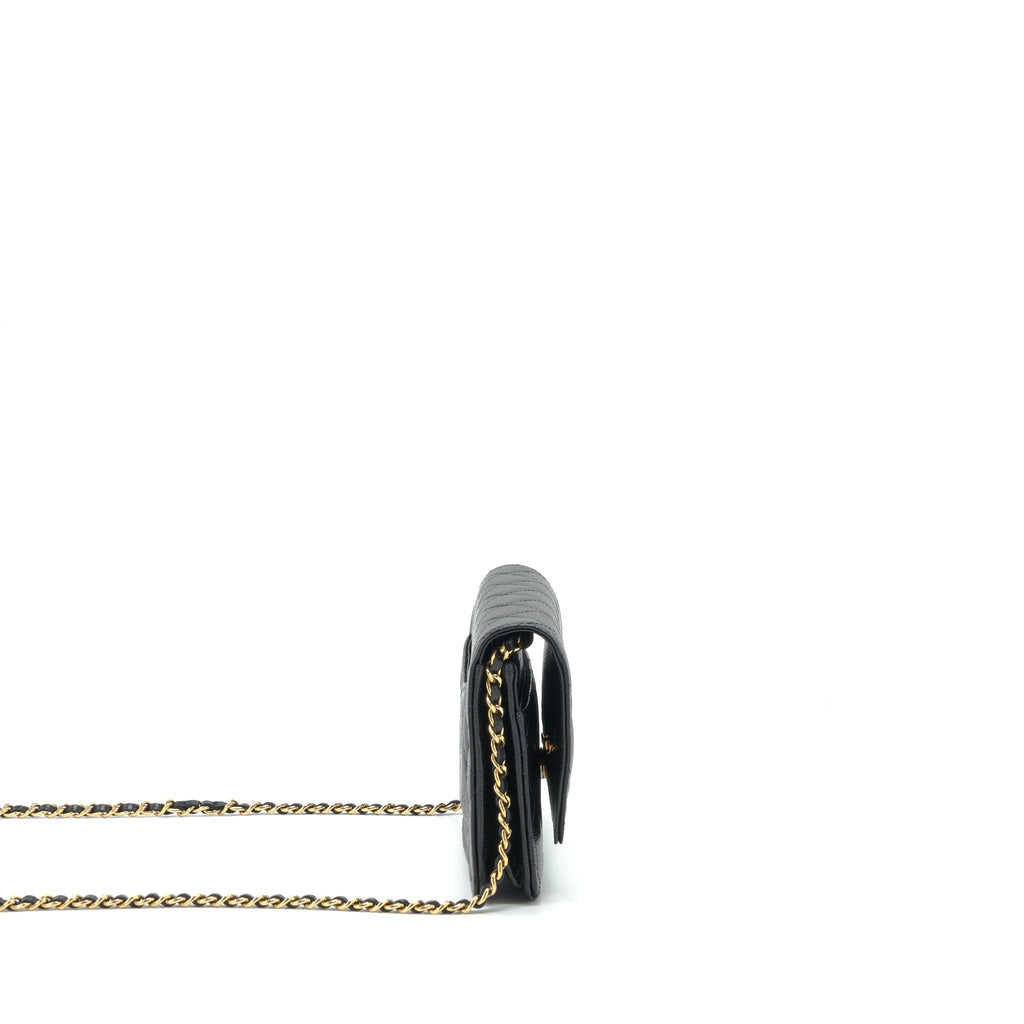 CHANEL 22P CLASSIC WALLET ON CHAIN CAVIAR BLACK LGHW (MICROCHIP)