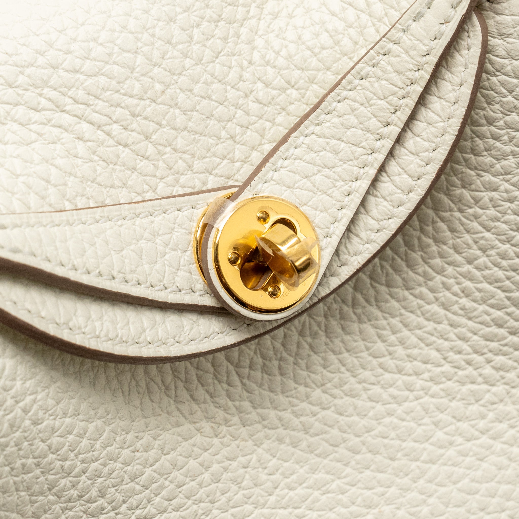HERMES MINI LINDY CLEMENCE MUSHROOM / NATA WITH MULTICOLOR STRAP GHW