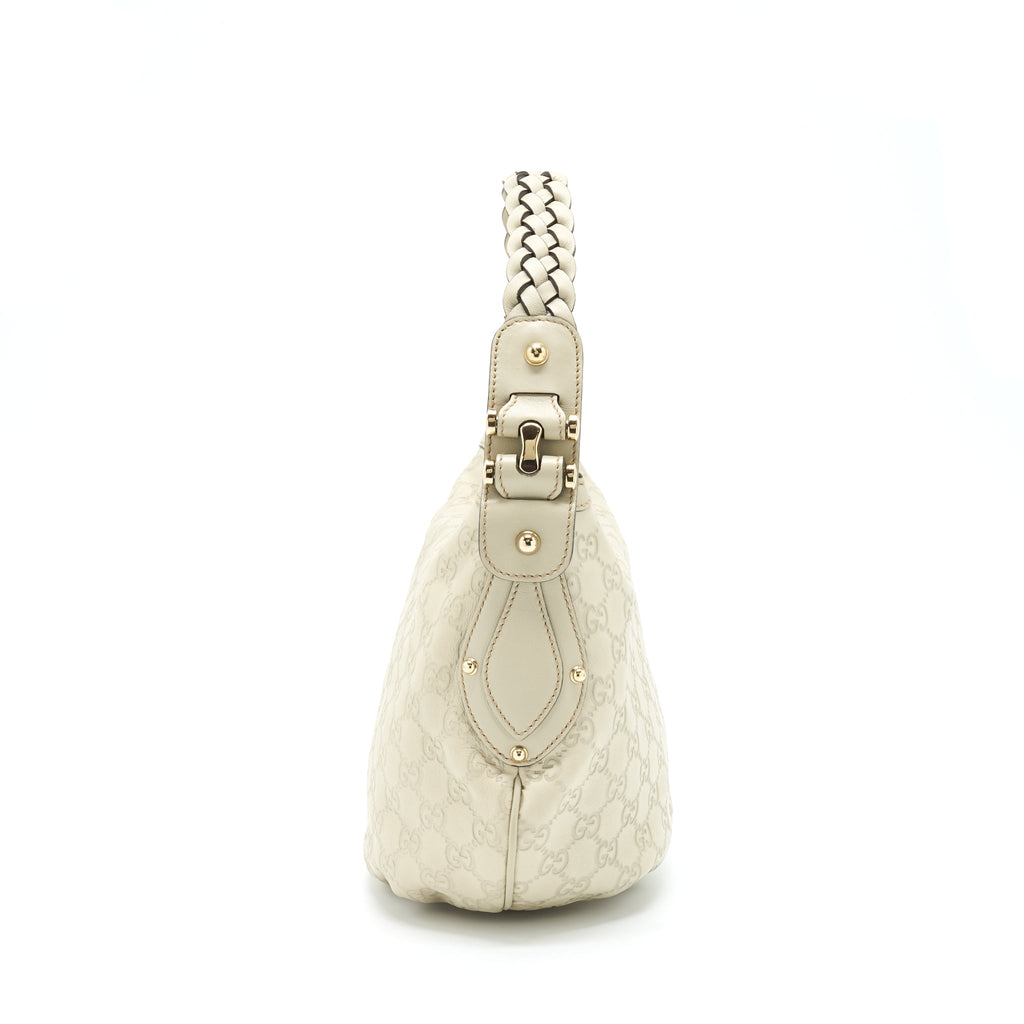 GUCCI GG SUPREME PRINT BAG LIGHT GREY GHW