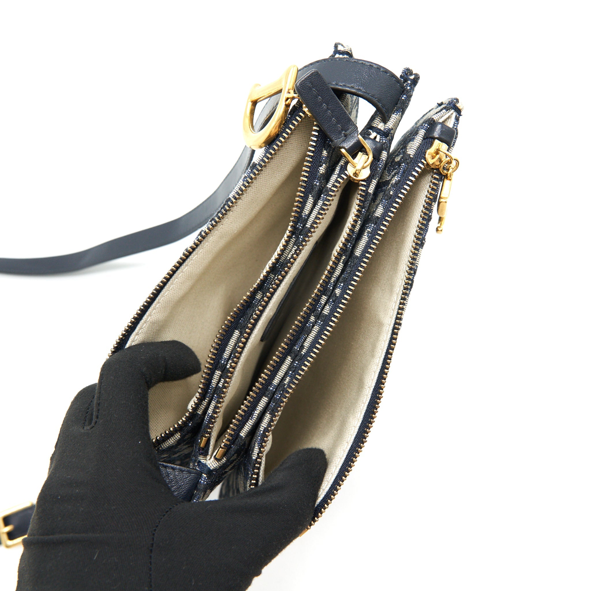CHRISTIAN DIOR SADDLE POUCH NAVY