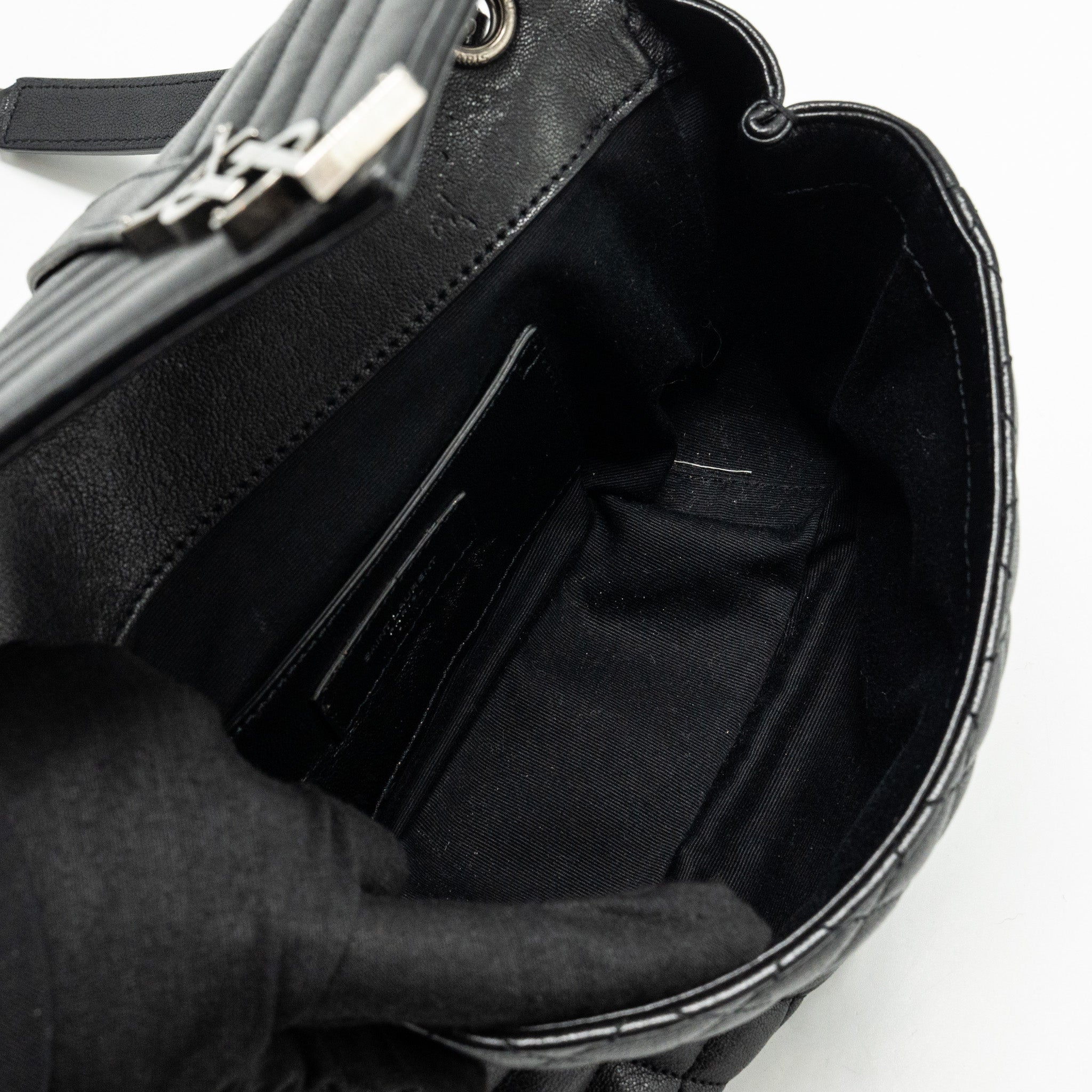 SAINT LAURENT COLLEGE FLAP BAG LAMBSKIN BLACK RUTHENIUM SHW