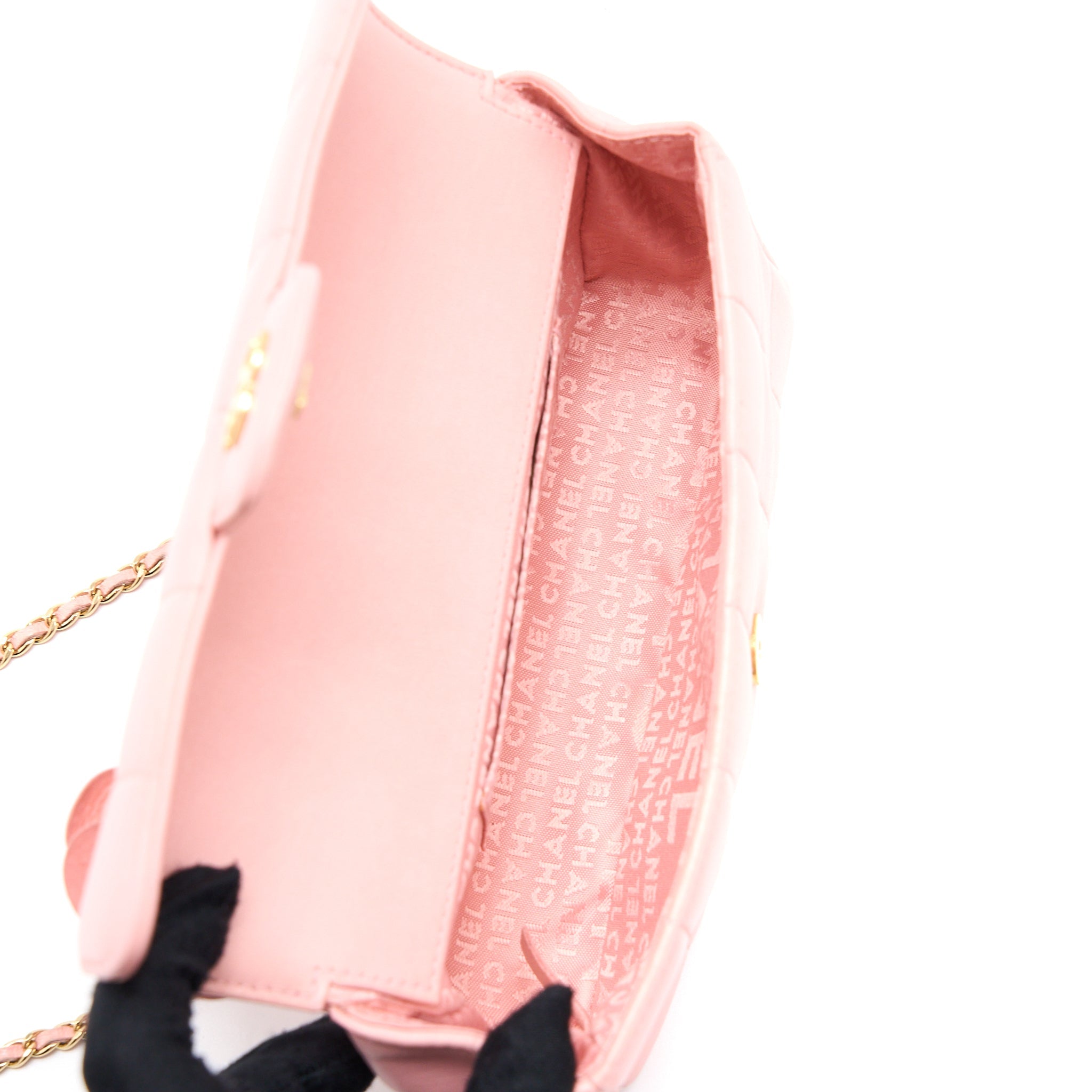 CHANEL CAMELLIA MINI FLAP BAG LAMBSKIN PINK GHW